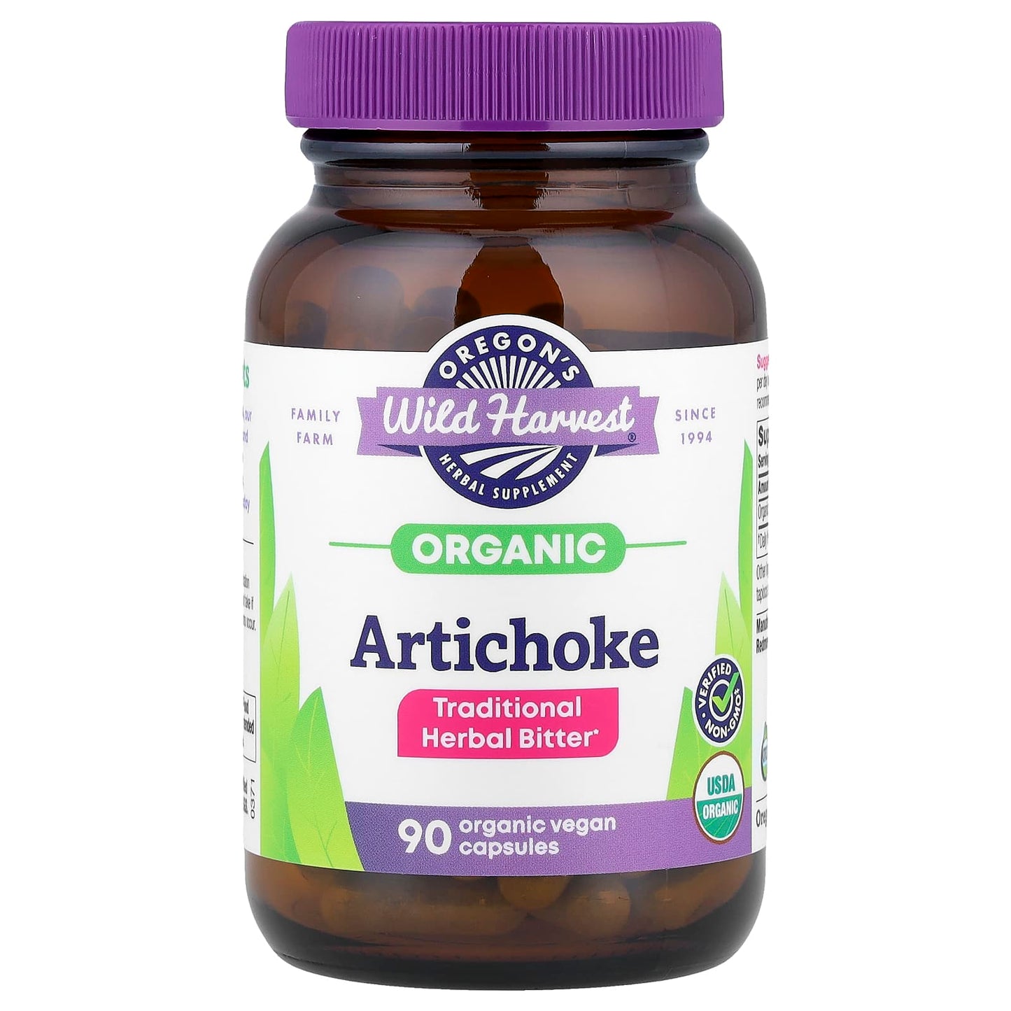 Oregon's Wild Harvest, Organic Artichoke, 90 Organic Vegan Capsules (300 mg per Capsule) - Image 1