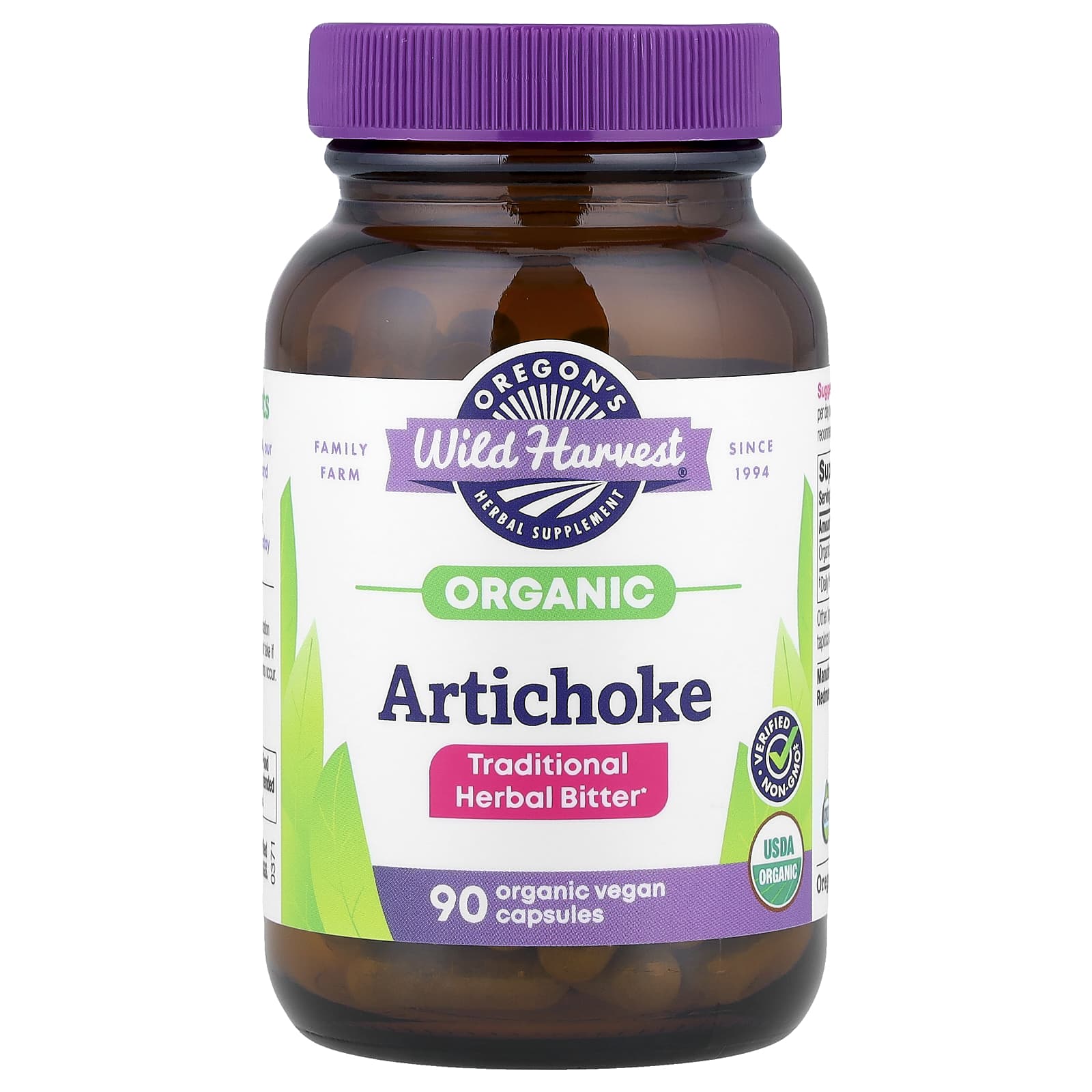 Oregon's Wild Harvest, Organic Artichoke, 90 Organic Vegan Capsules (300 mg per Capsule) - Image 1