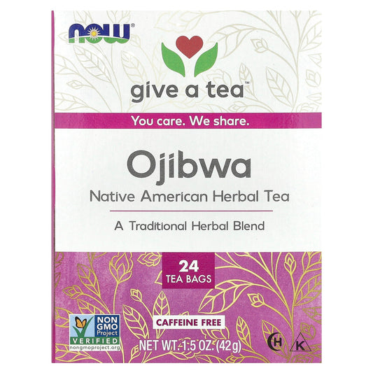 NOW Foods, Give a Tea™, Ojibwa, Native American Herbal Tea, Caffeine-Free, 24 Tea Bags, 1.5 oz (42 g) - Image 1