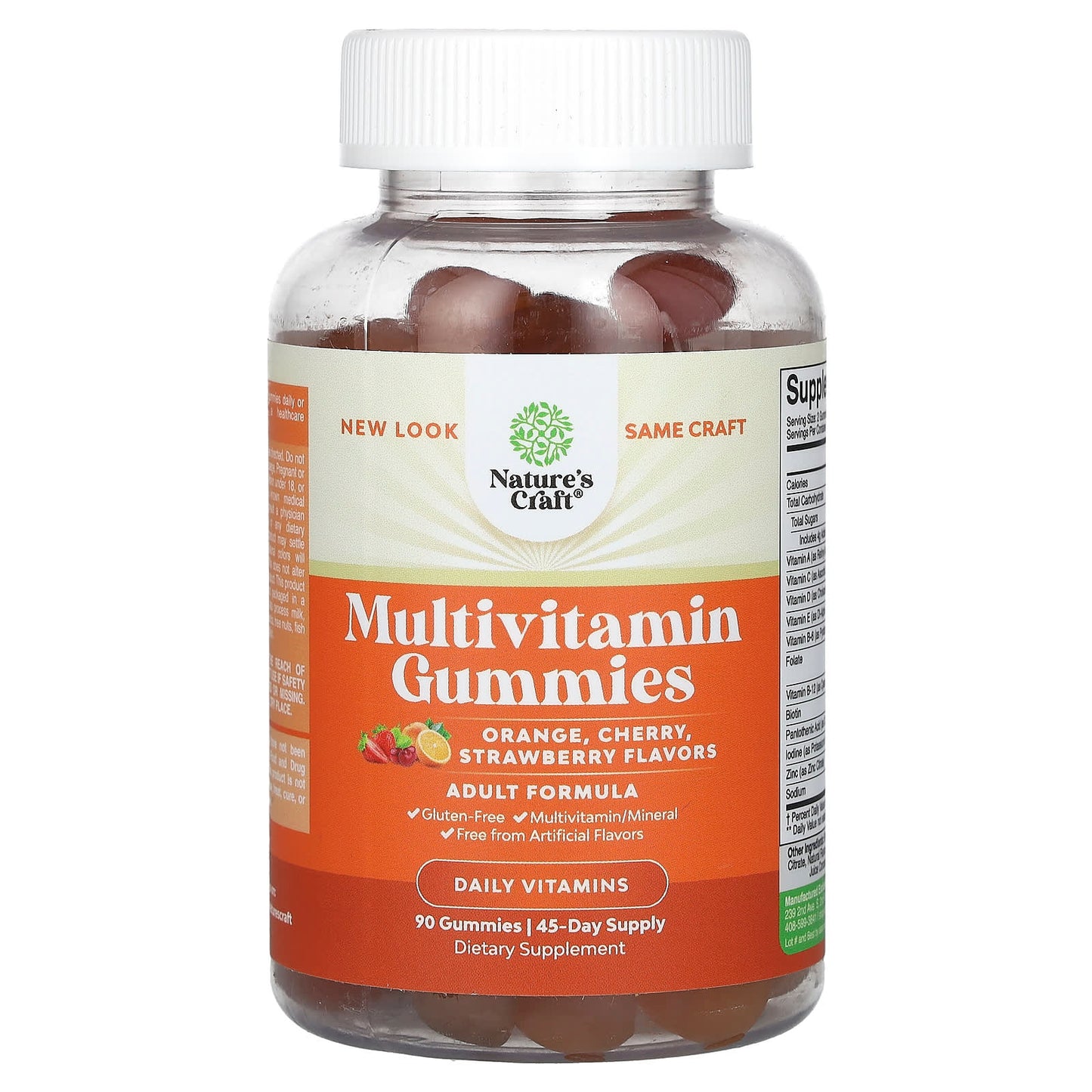 Nature's Craft, Multivitamin Gummies, Orange, Cherry, Strawberry, 90 Gummies - Image 1