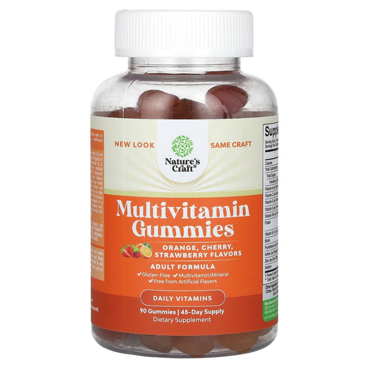 Nature's Craft, Multivitamin Gummies, Orange, Cherry, Strawberry, 90 Gummies - Image 1