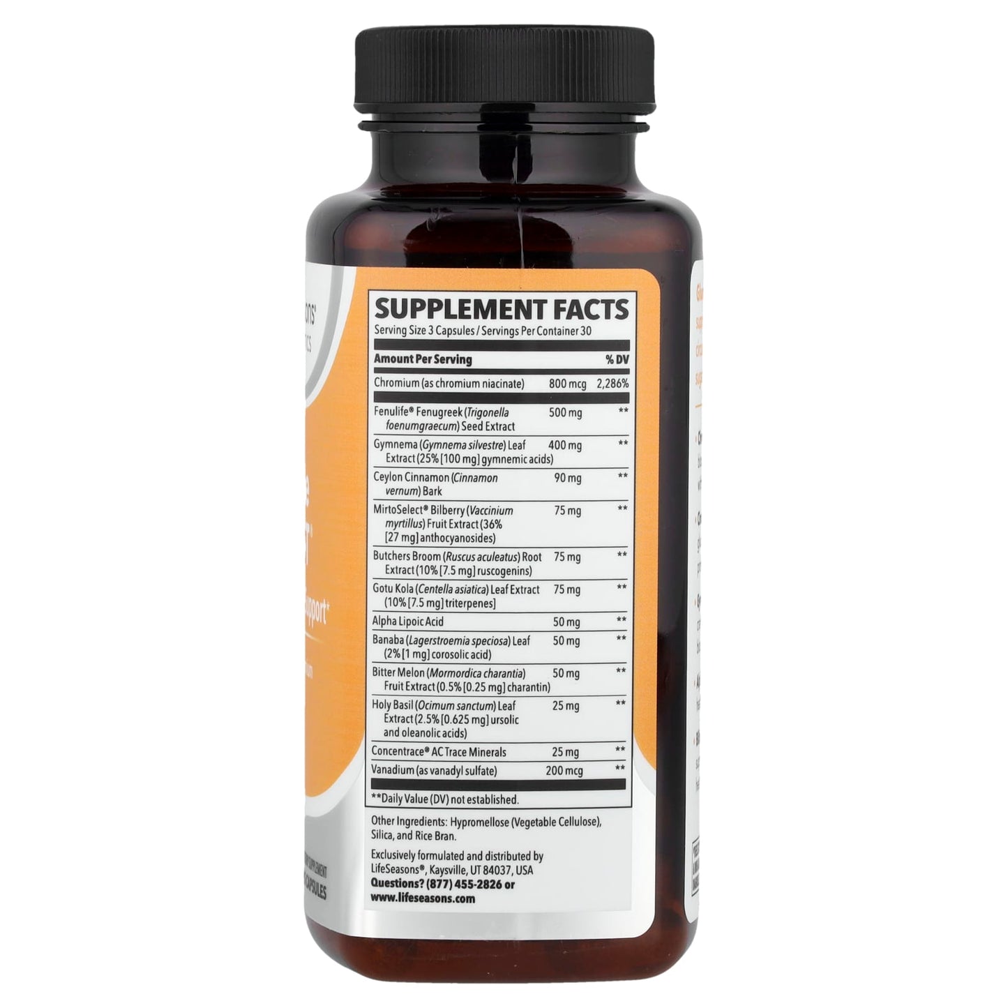 LifeSeasons, Glucose Stabili-T®, Blood Sugar Support, 90 Veg Capsules - Image 2