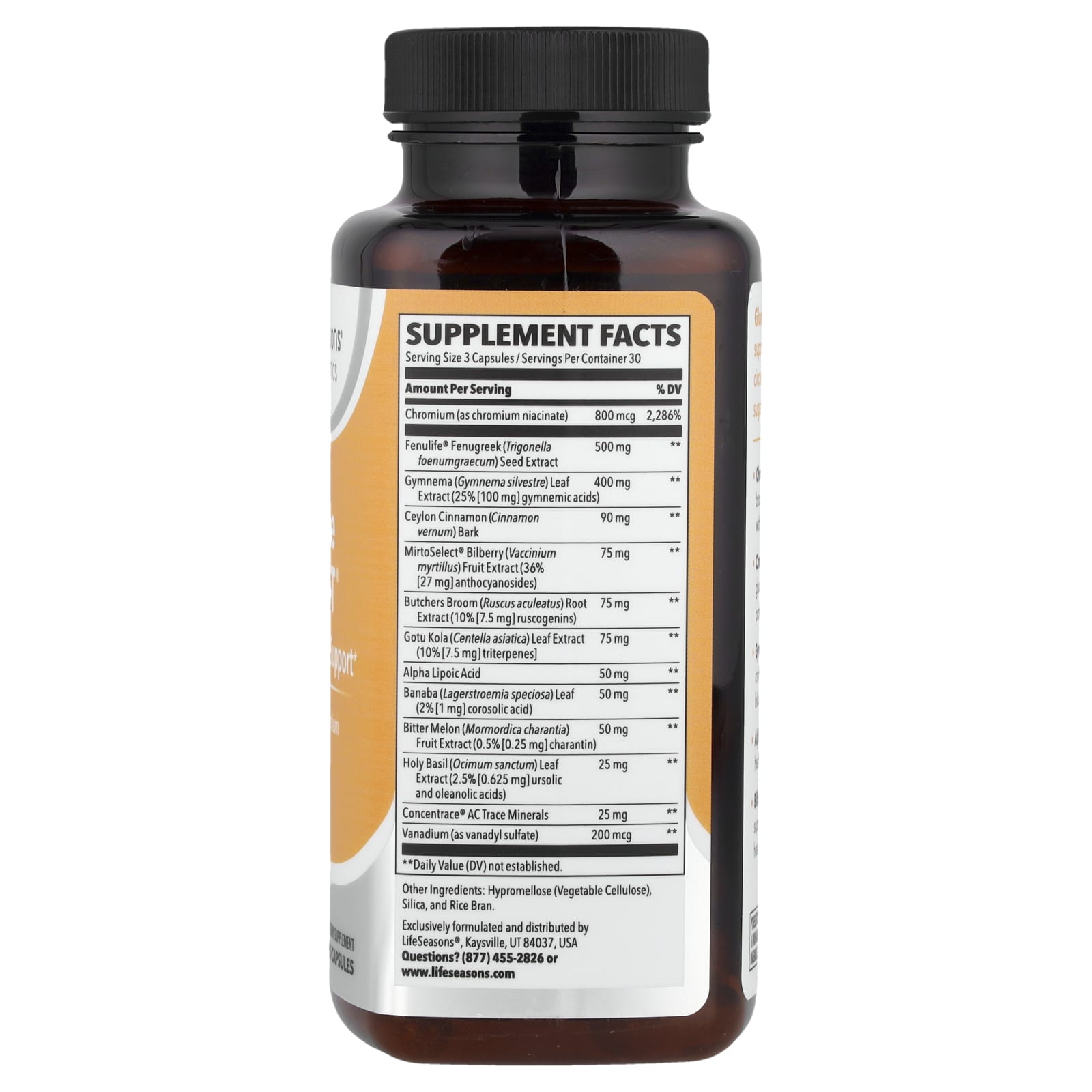LifeSeasons, Glucose Stabili-T®, Blood Sugar Support, 90 Veg Capsules - Image 2