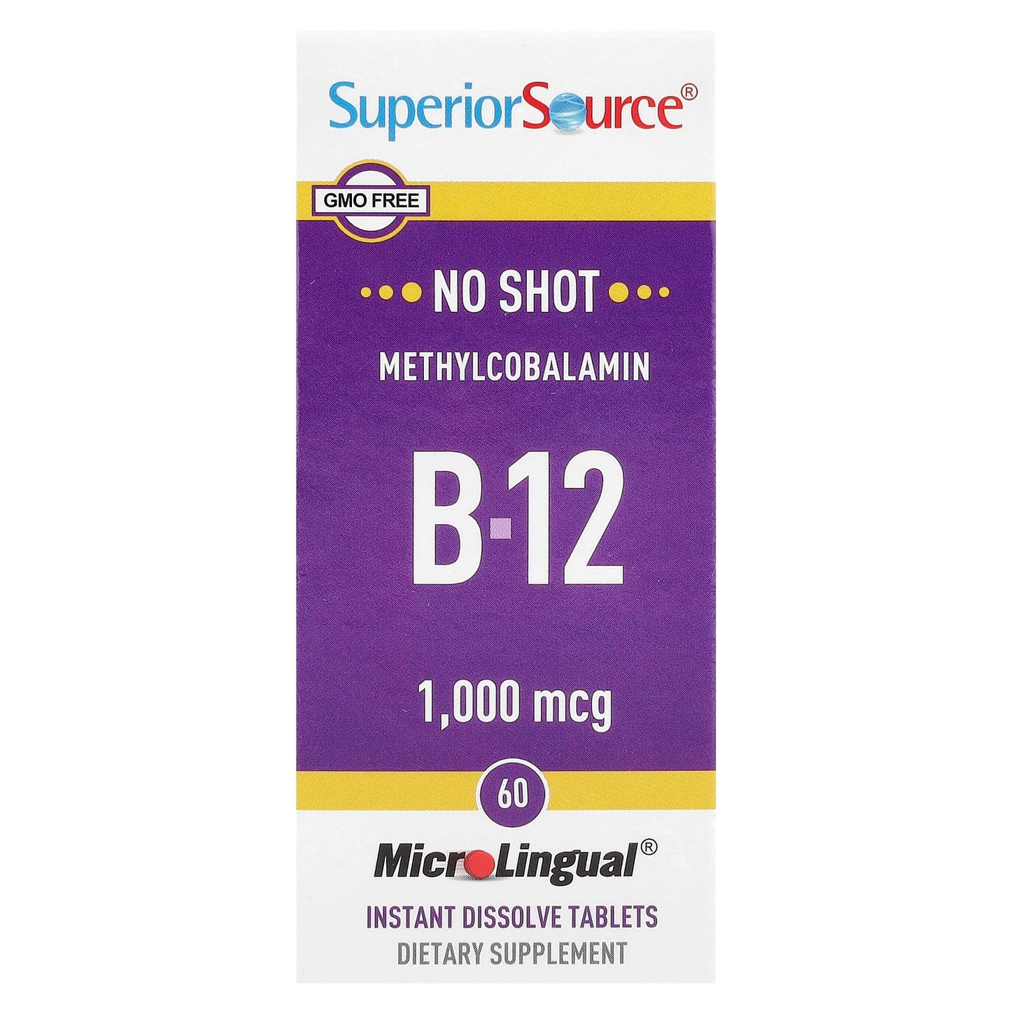 Superior Source, Methylcobalamin B-12, 1,000 mcg, 60 MicroLingual® Instant Dissolve Tablets - Image 1