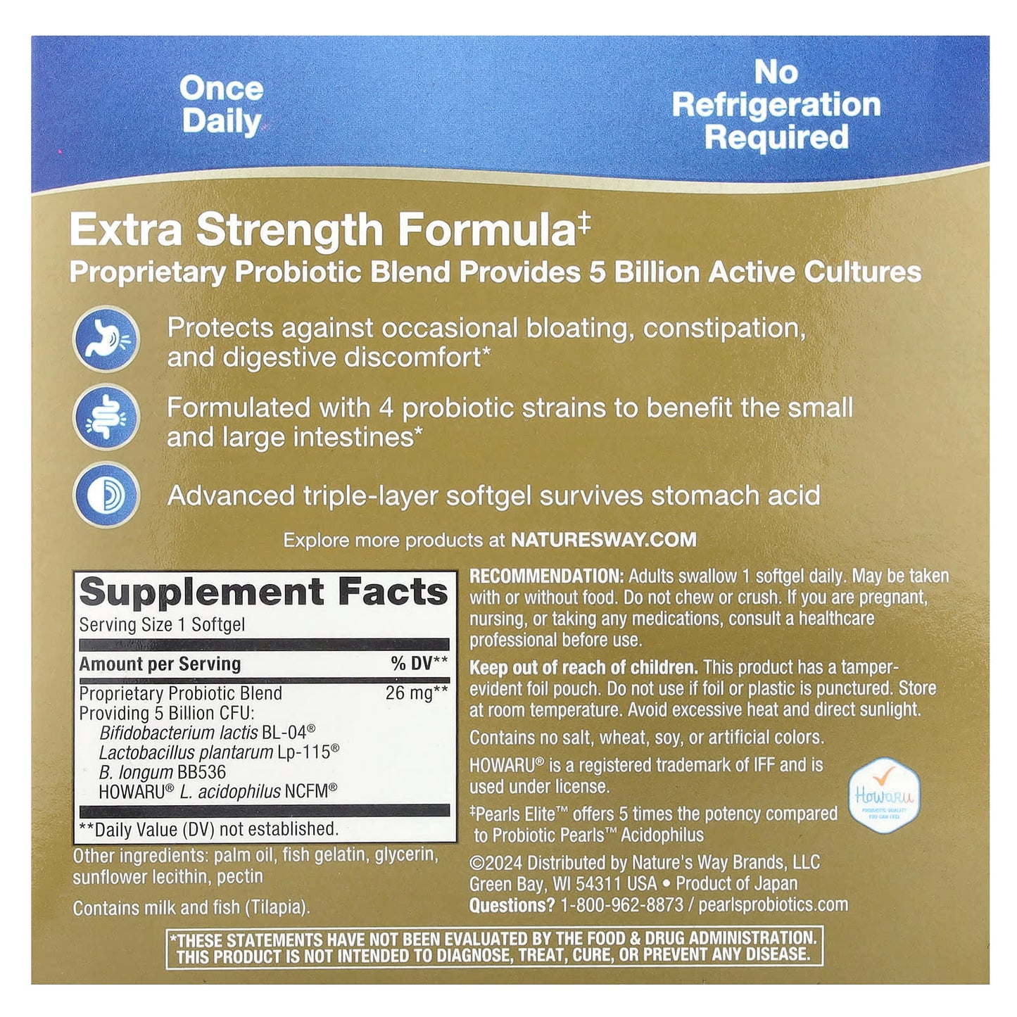 Nature's Way, Pearls® Elite™ Extra Strength Probiotic , 5 Billion CFU, 30 Softgels - Image 2