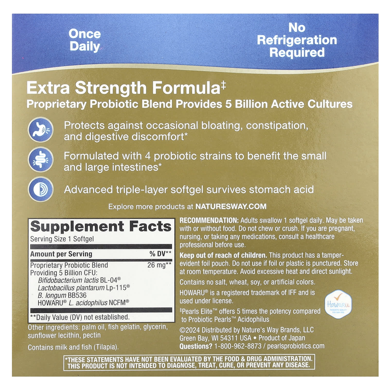 Nature's Way, Pearls® Elite™ Extra Strength Probiotic , 5 Billion CFU, 30 Softgels - Image 2