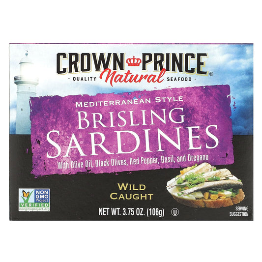 Crown Prince Natural, Mediterranean-Style Sardines, 106g, Wild-Caught, Wood Smoked - Image 1