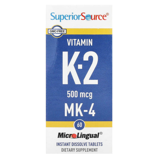 Superior Source, Vitamin K-2, 500 mcg, 60 MicroLingual Instant Dissolve Tablets - Image 1