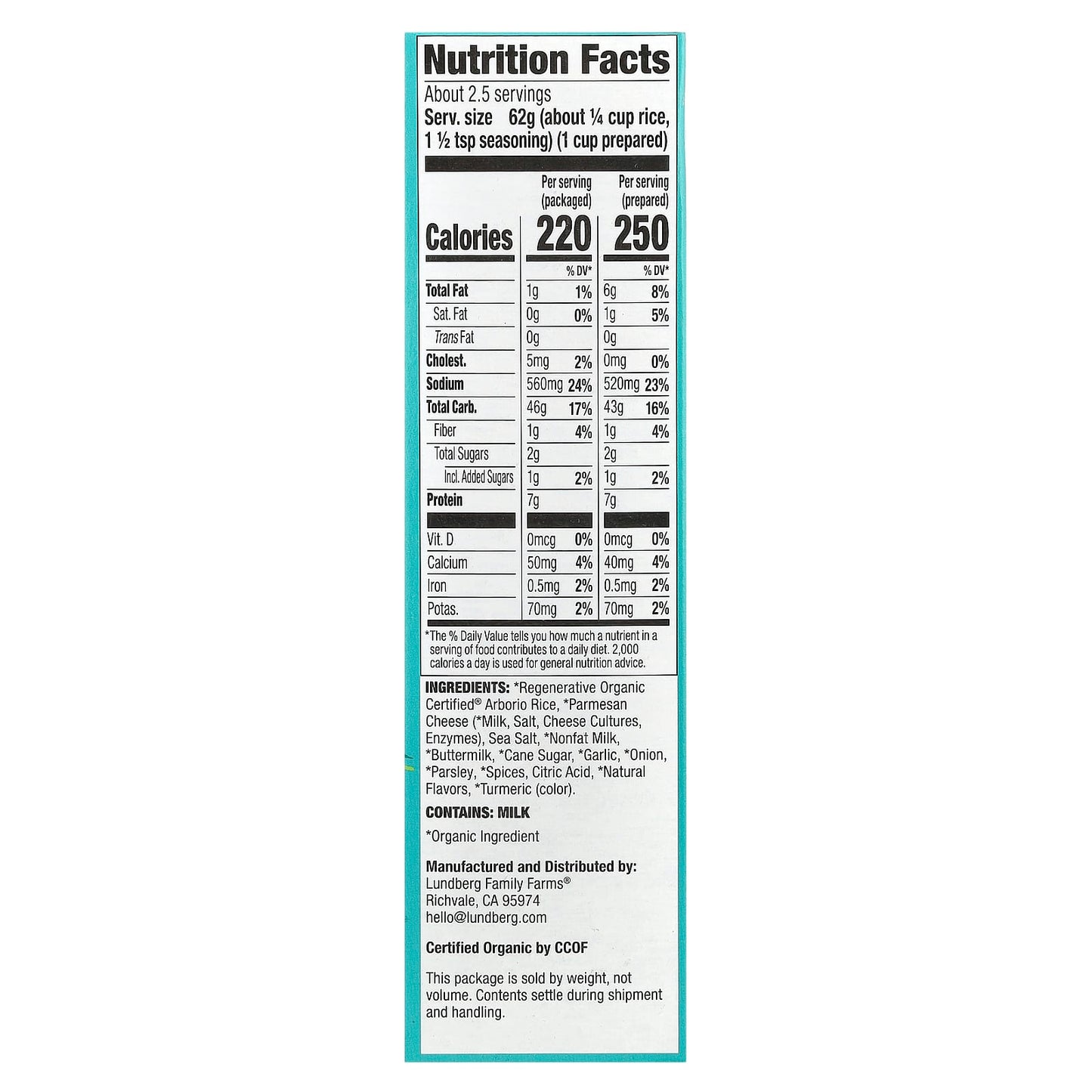 Lundberg, Organic Risotto, Alfredo, 5.5 oz (156 g) - Image 2