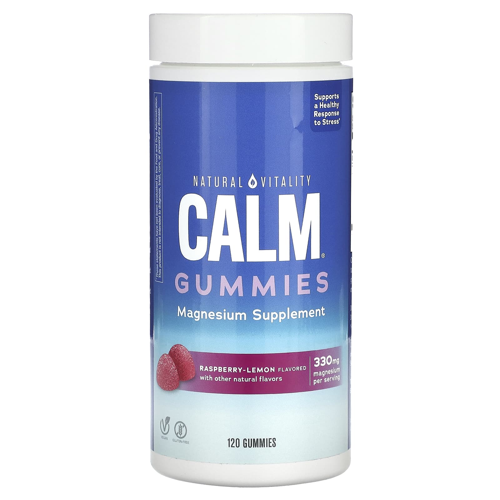 Natural Vitality, CALM Gummies, Magnesium Supplement, Raspberry-Lemon, 120 Gummies (82.5 mg per Gummy) - Image 1