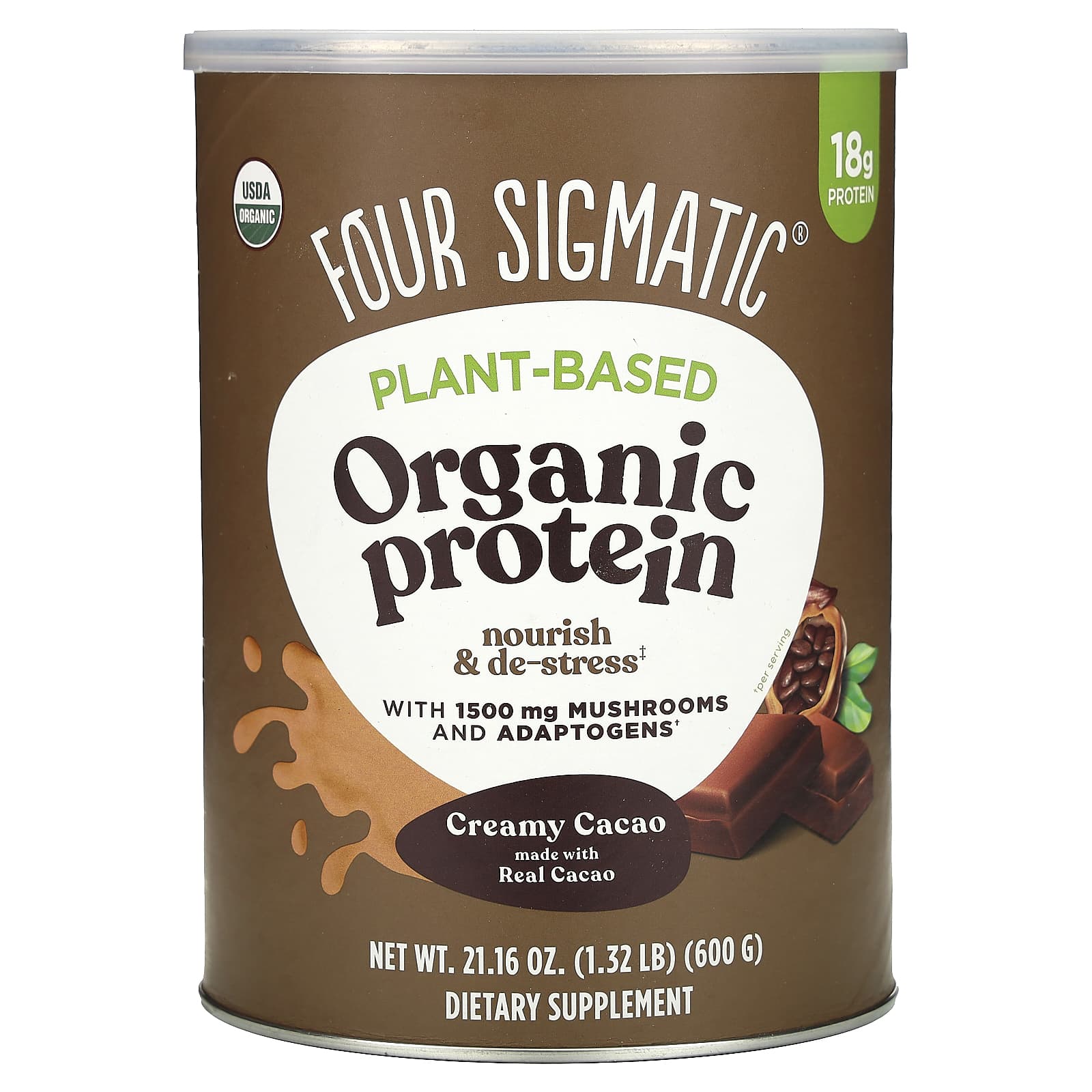 Organic Plant-Based Protein with Mushroom & Adaptogens | Creamy Cacao - Image 1