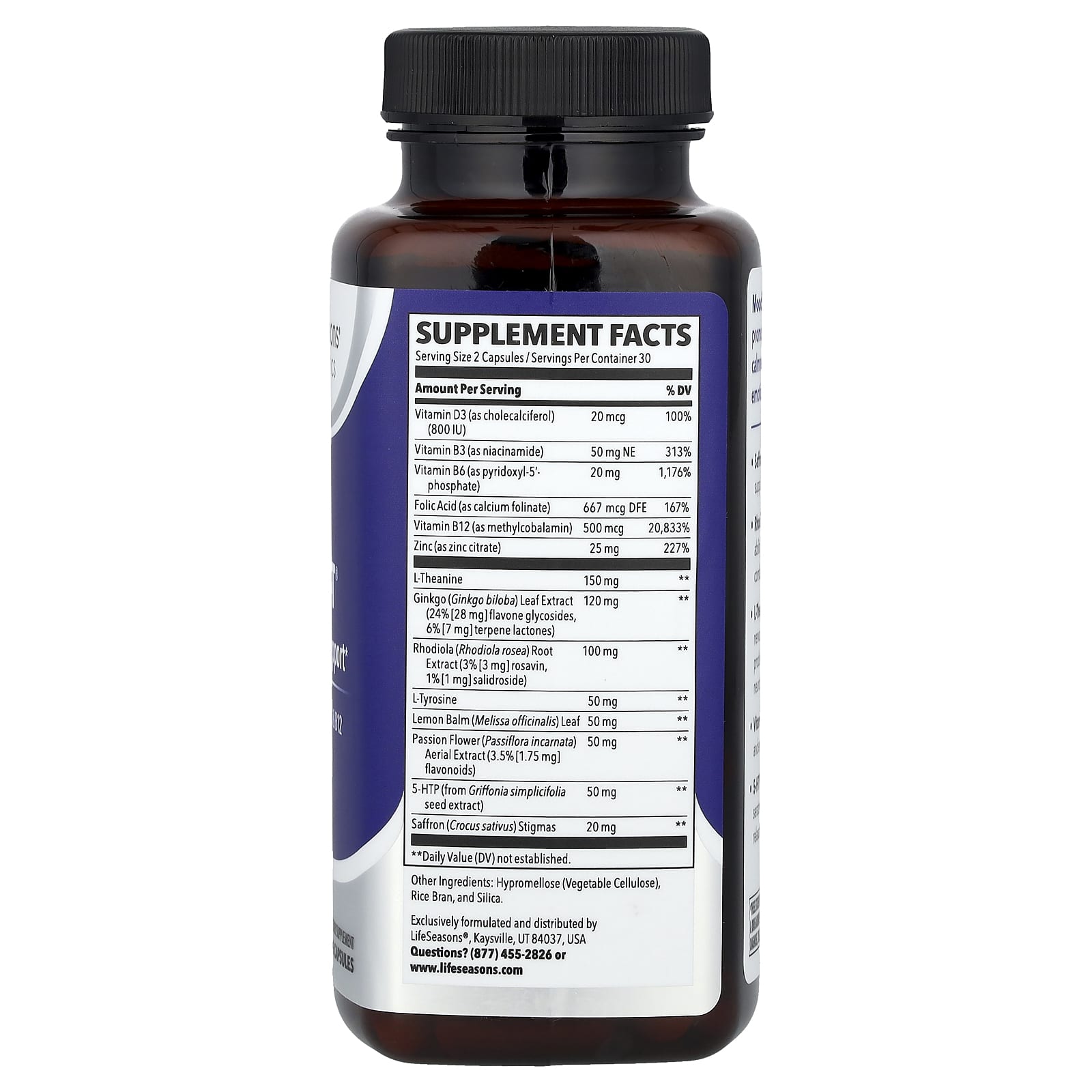 LifeSeasons, Mood Stabili-T®, Emotional Support, 60 Veg Capsules - Image 2