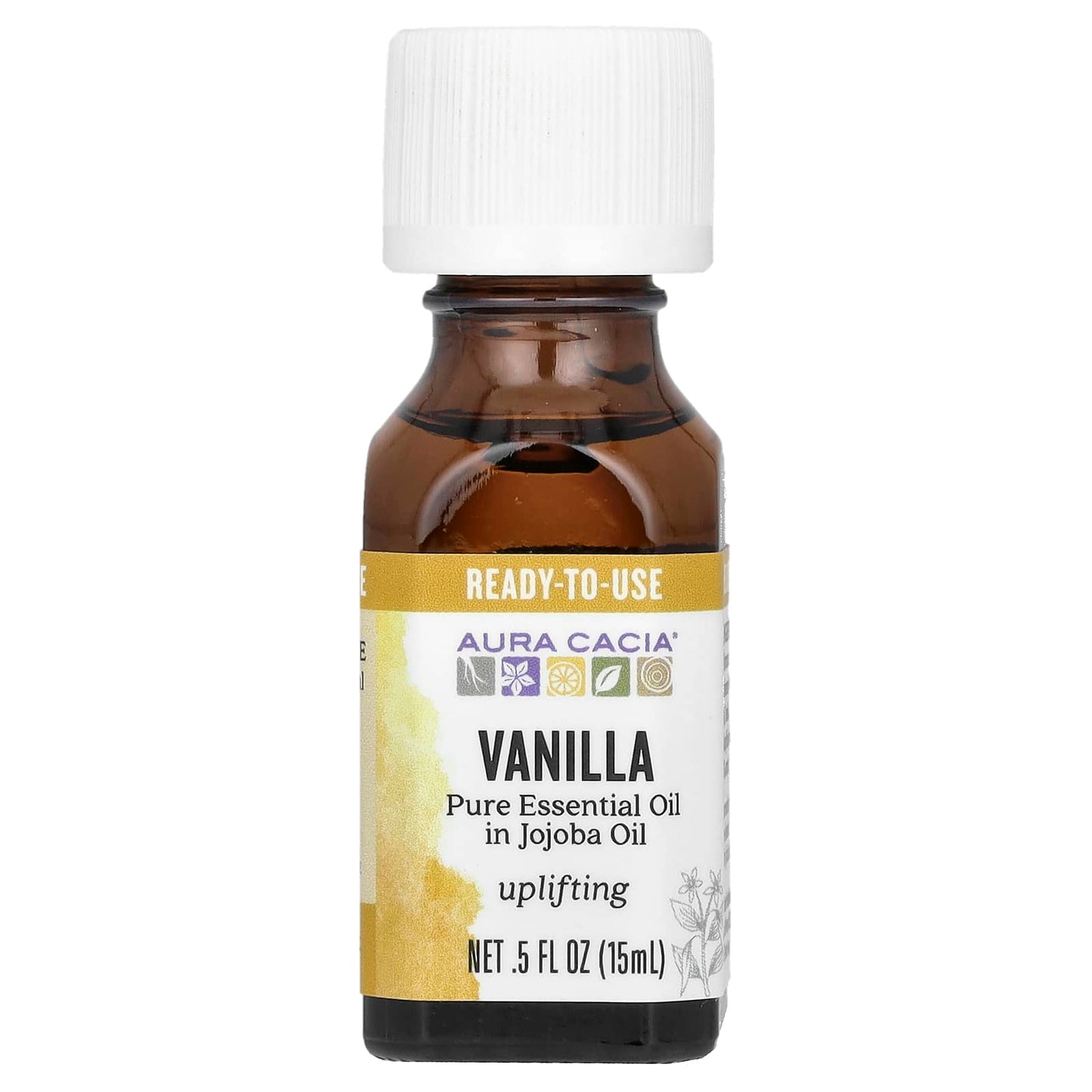 Aura Cacia Vanilla Essential Oil in Jojoba Oil, 0.5 fl oz - Image 1