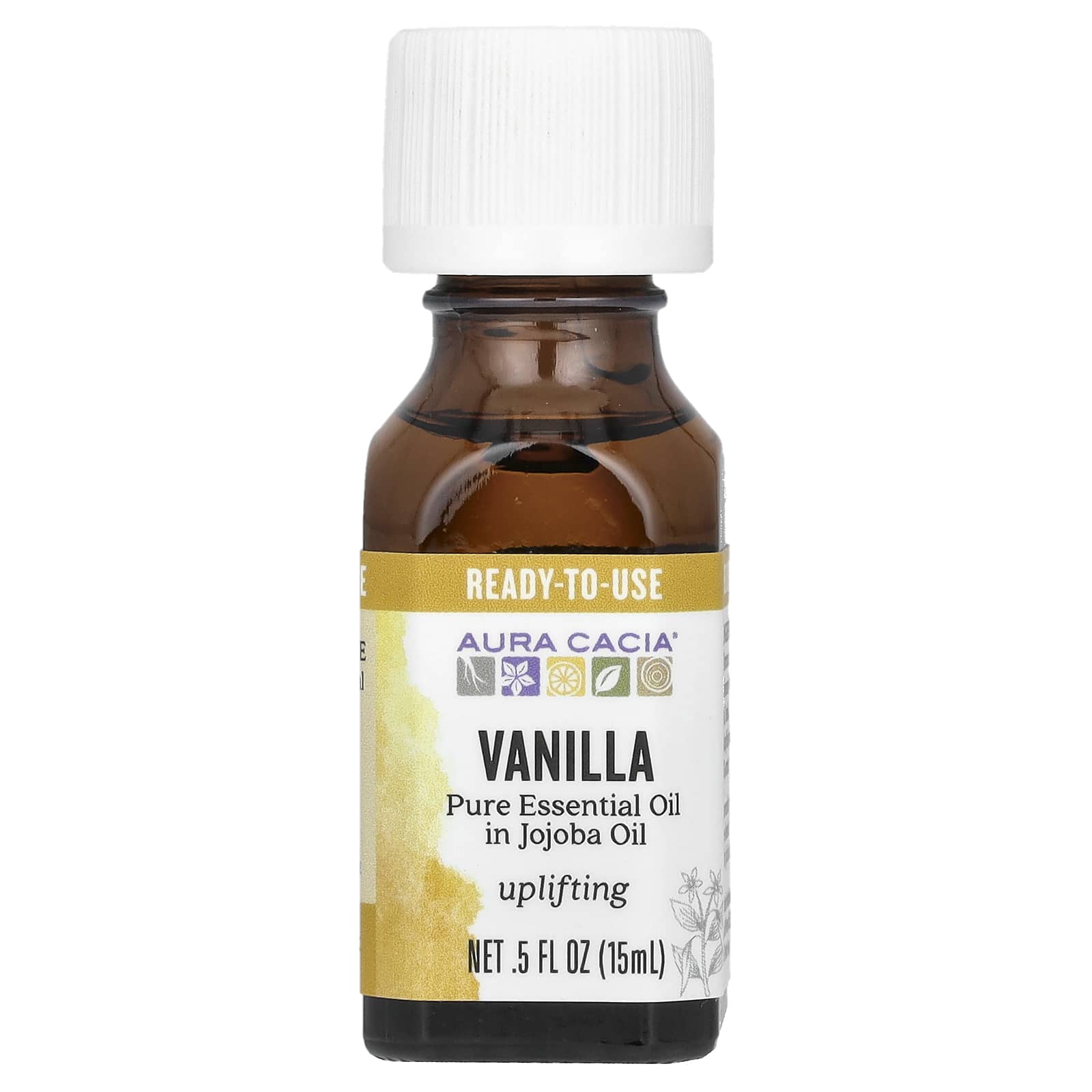 Aura Cacia Vanilla Essential Oil in Jojoba Oil, 0.5 fl oz - Image 1