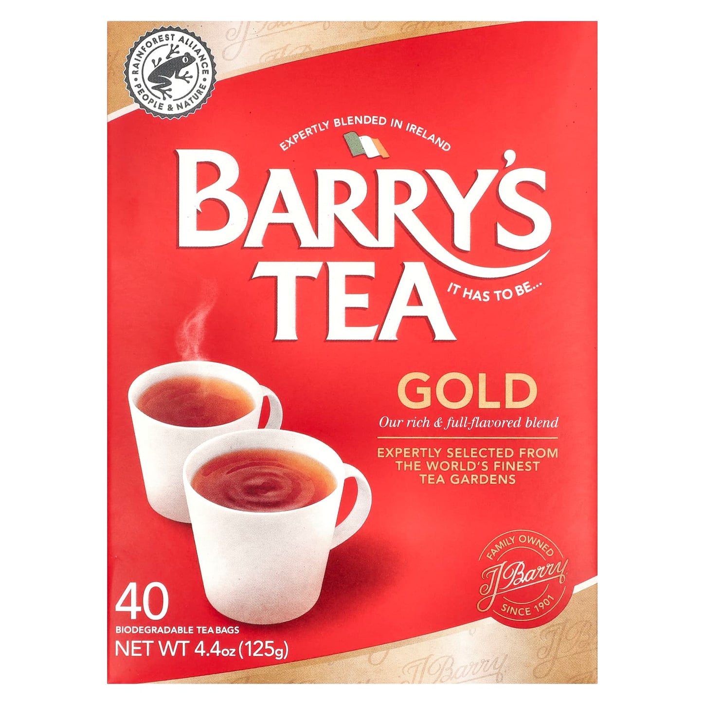 Barry's Gold Blend Tea, 40 Bags, Rainforest Alliance Certified - Image 1