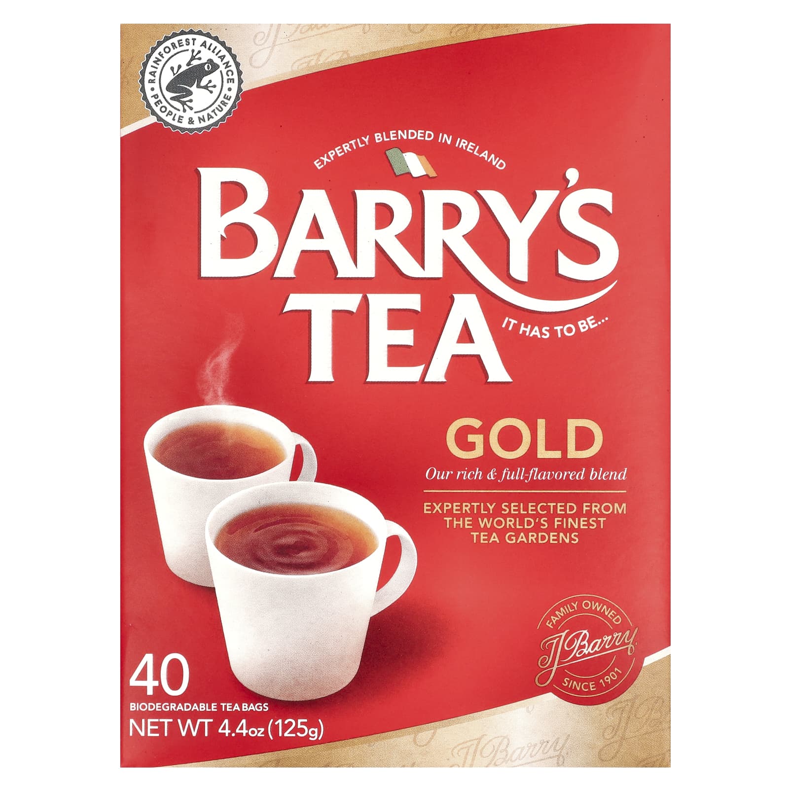 Barry's Gold Blend Tea, 40 Bags, Rainforest Alliance Certified - Image 1