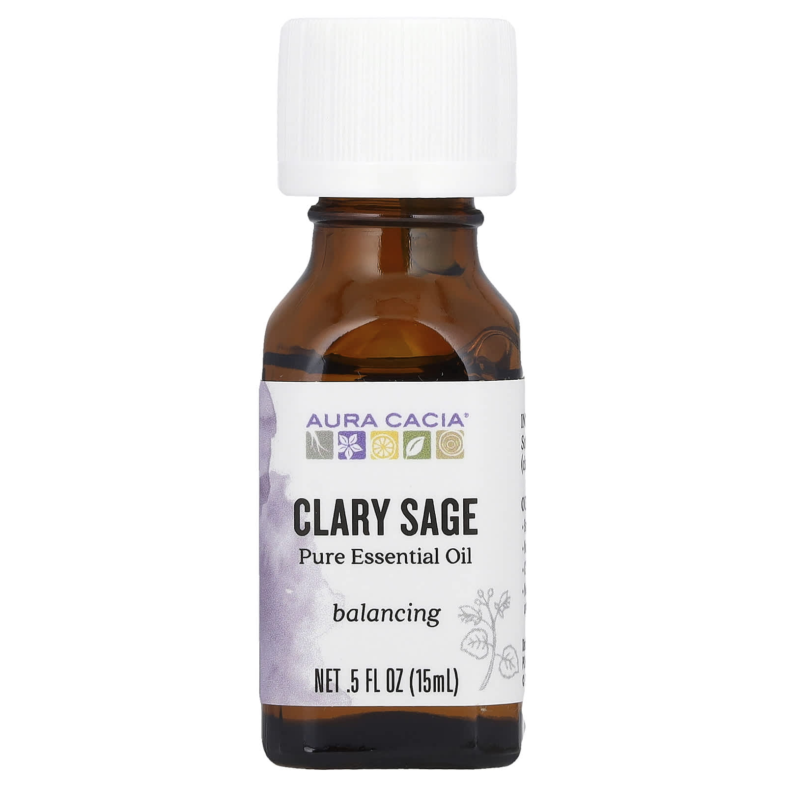 Aura Cacia Clary Sage Essential Oil, 0.5 fl oz for Balanced Mood - Image 1