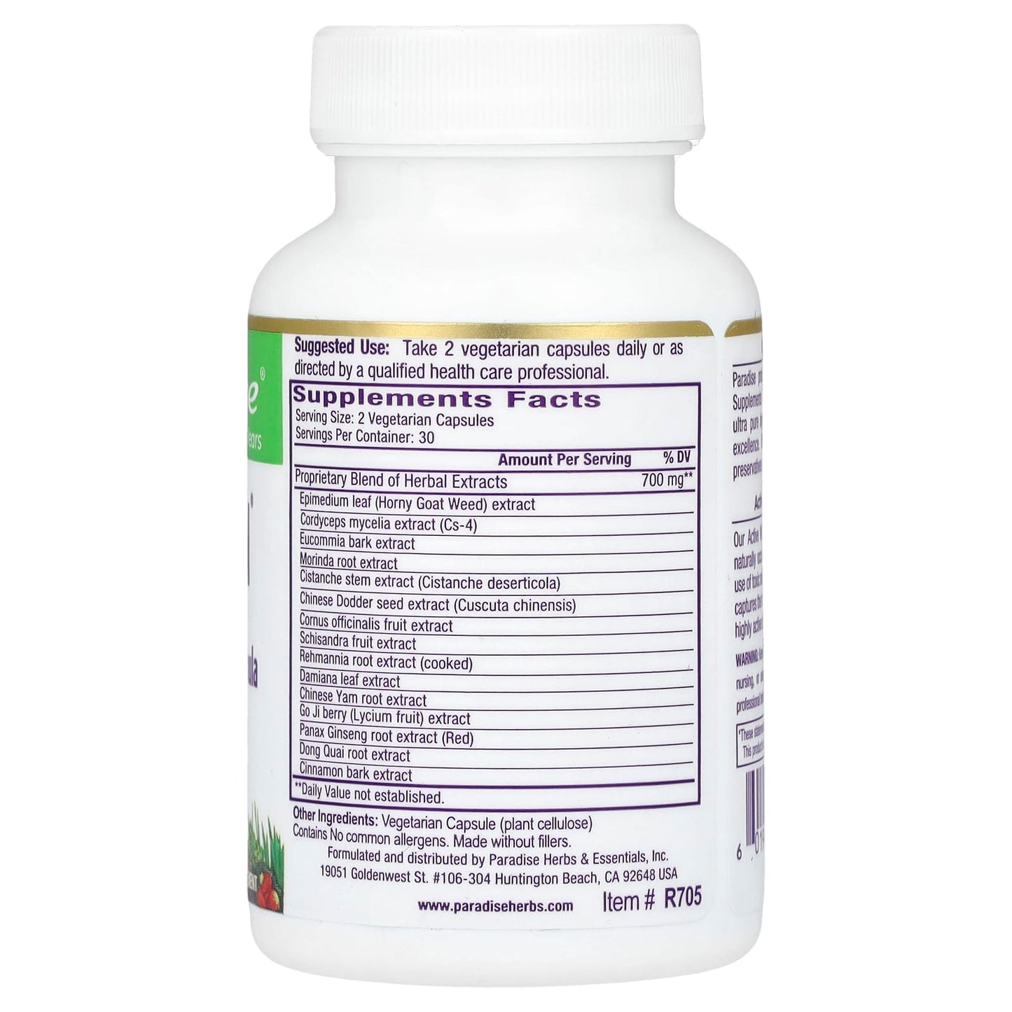 Paradise Herbs, Whole Man, Men's Libido Vitality Formula, 60 Vegetarian Capsules - Image 2