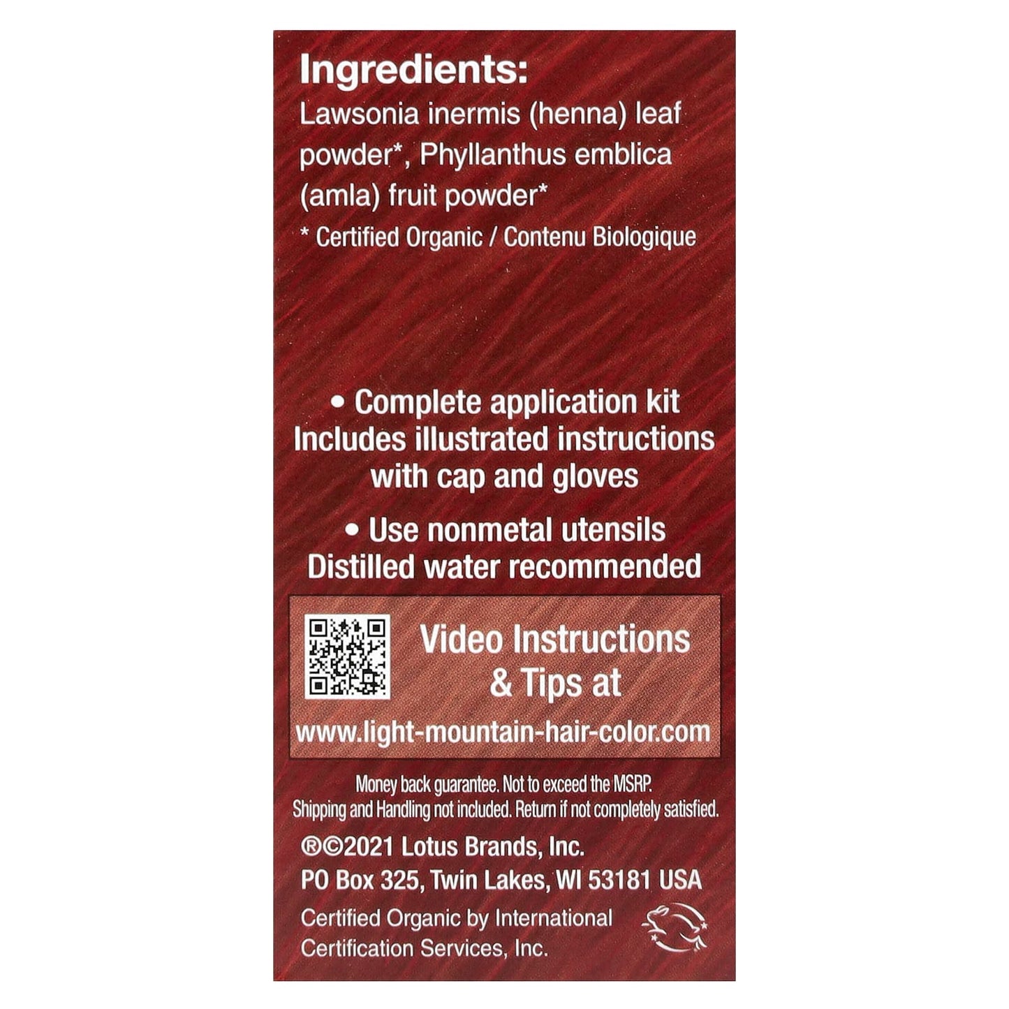 Light Mountain, Natural Hair Color & Conditioner, Bright Red, 4 oz (113 g) - Image 2
