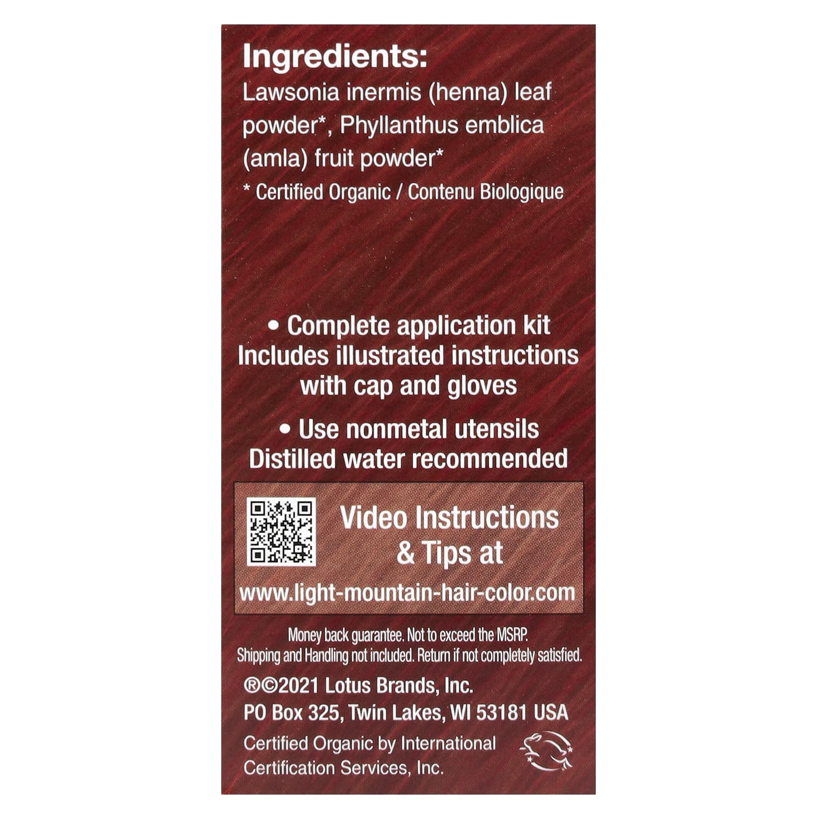 Light Mountain, Natural Hair Color & Conditioner, Bright Red, 4 oz (113 g) - Image 2