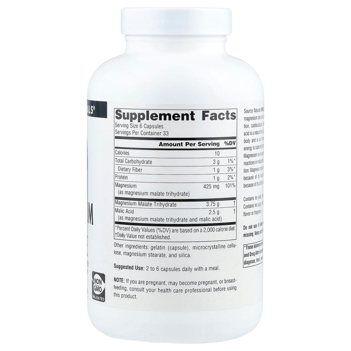 Source Naturals, Magnesium Malate, 200 Capsules - Image 2