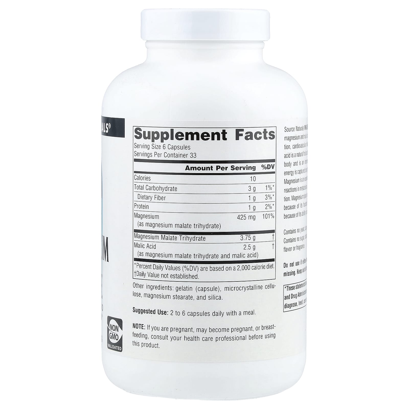 Source Naturals, Magnesium Malate, 200 Capsules - Image 2