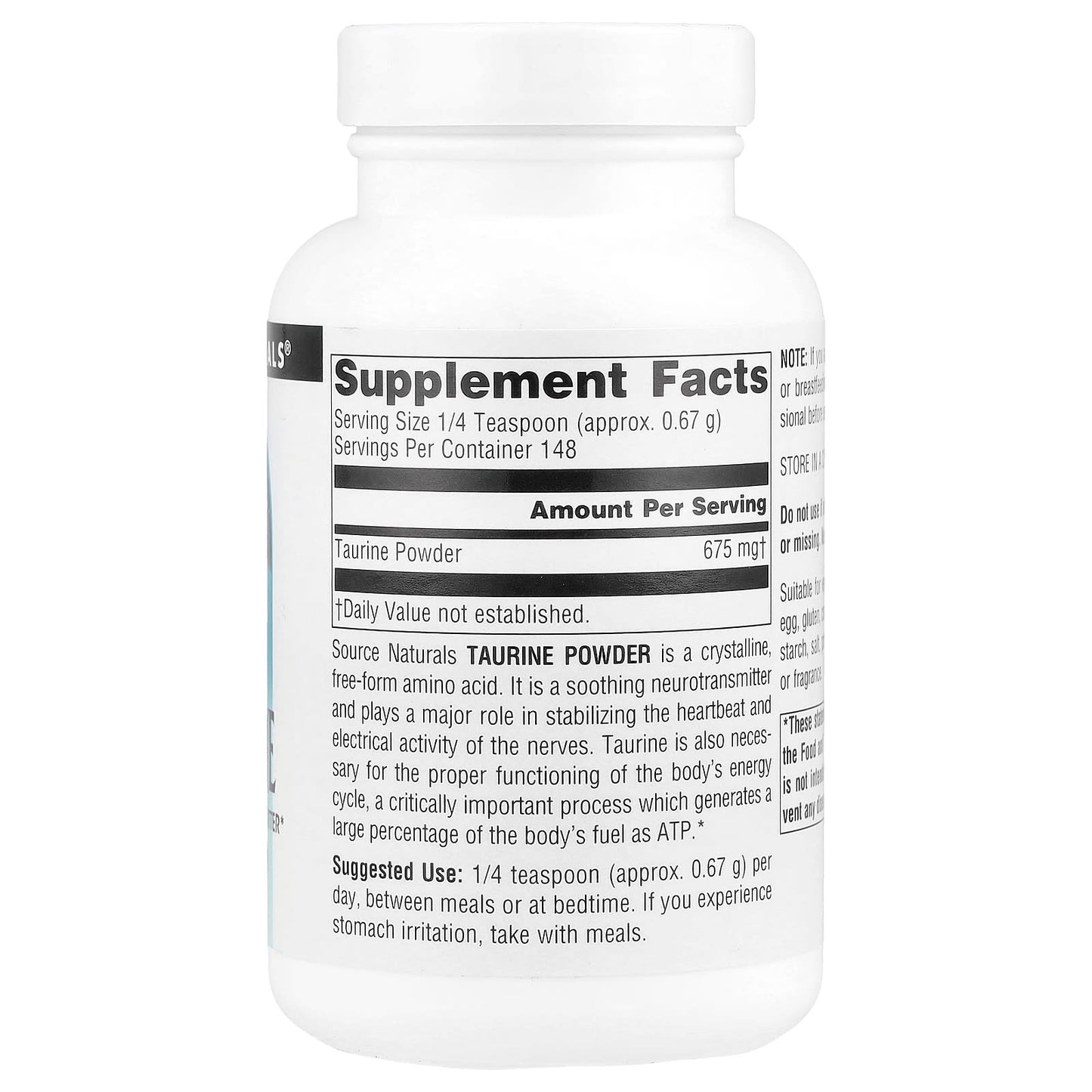 Source Naturals, Taurine Powder, 3.53 oz (100 g) - Image 2