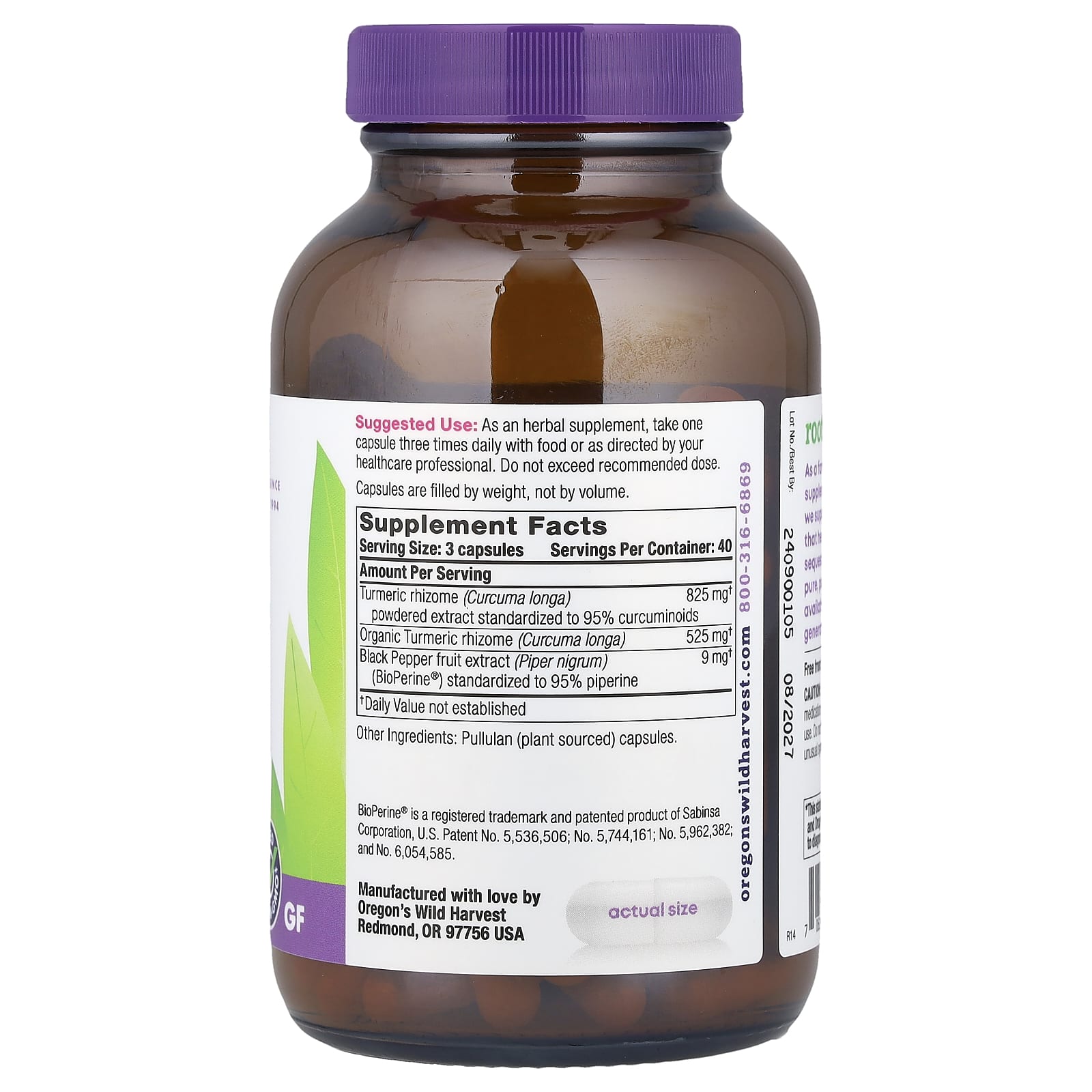 Oregon's Wild Harvest, Turmeric, 120 Vegan Capsules - Image 2