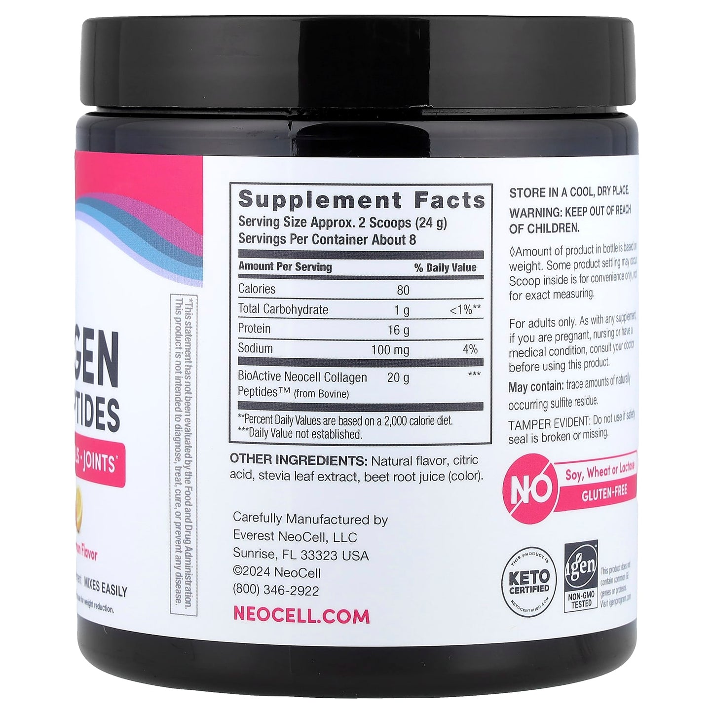 NeoCell, Grassfed Collagen Peptides, Berry Lemon, 6.7 oz (190 g) - Image 2
