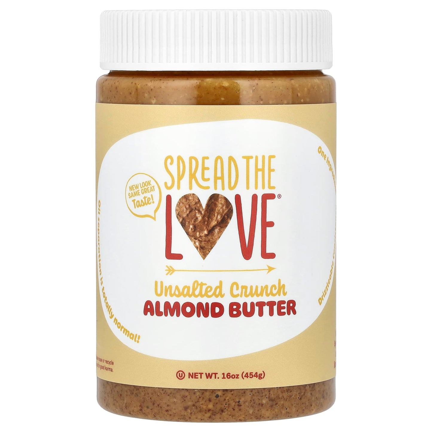 Spread The Love, Almond Butter, Unsalted Crunch, 16 oz (454 g) - Image 1