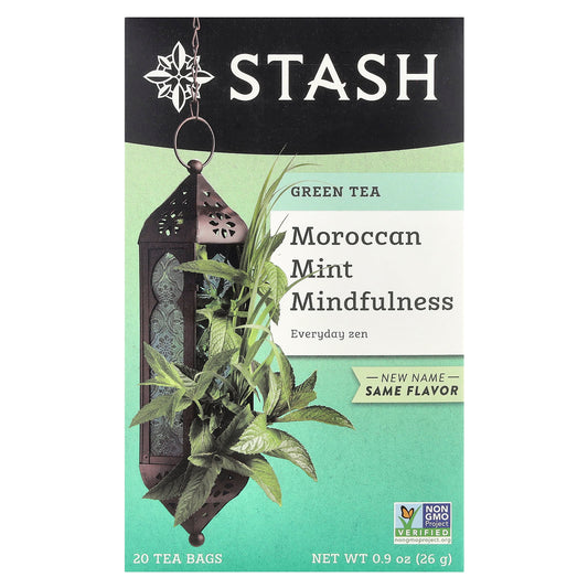 Stash Tea, Green Tea, Moroccan Mint Mindfulness, 20 Tea Bags, 0.9 oz (26 g) - Image 1