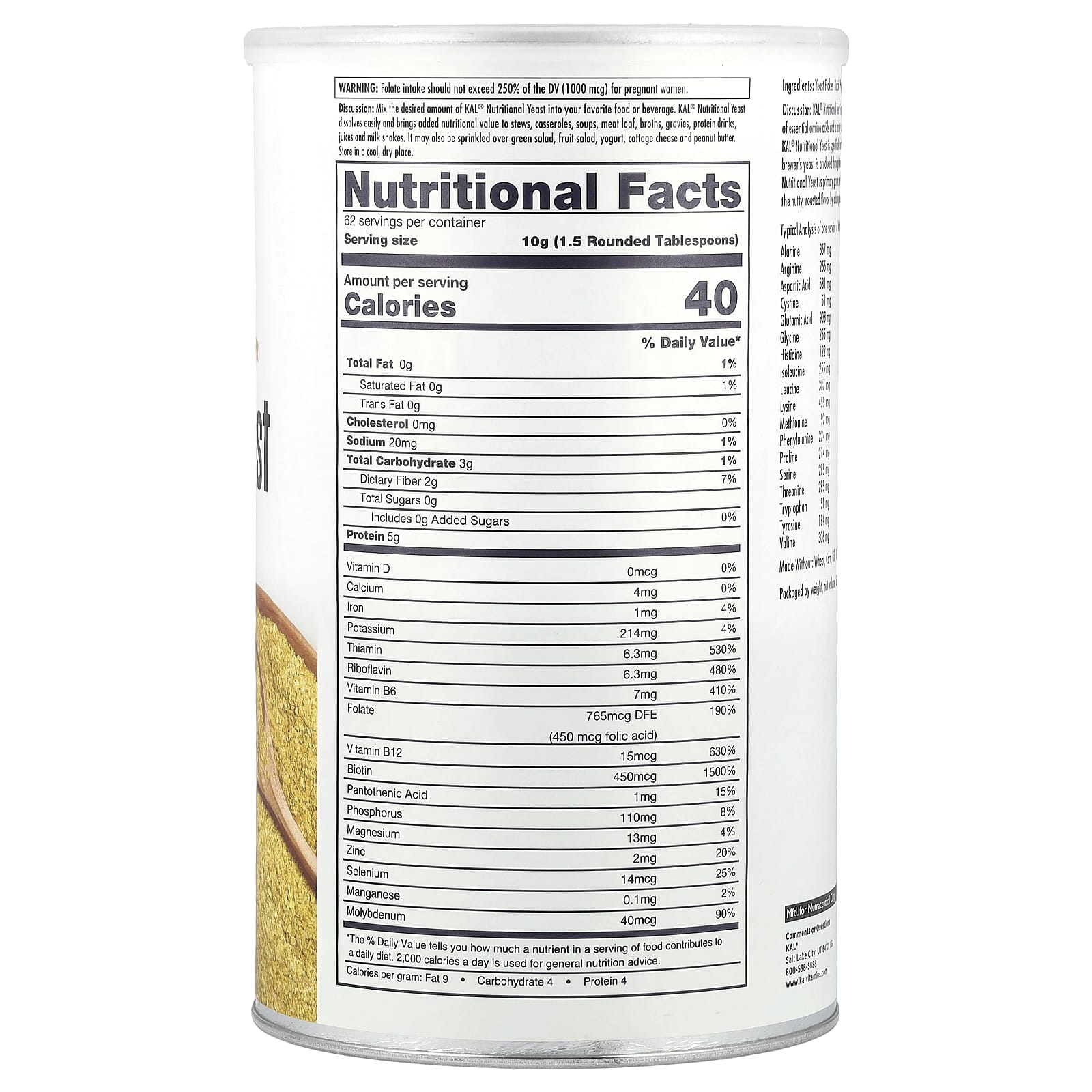 KAL Nutritional Yeast Flakes - Fortified, Gluten-Free & Vegan - Image 2