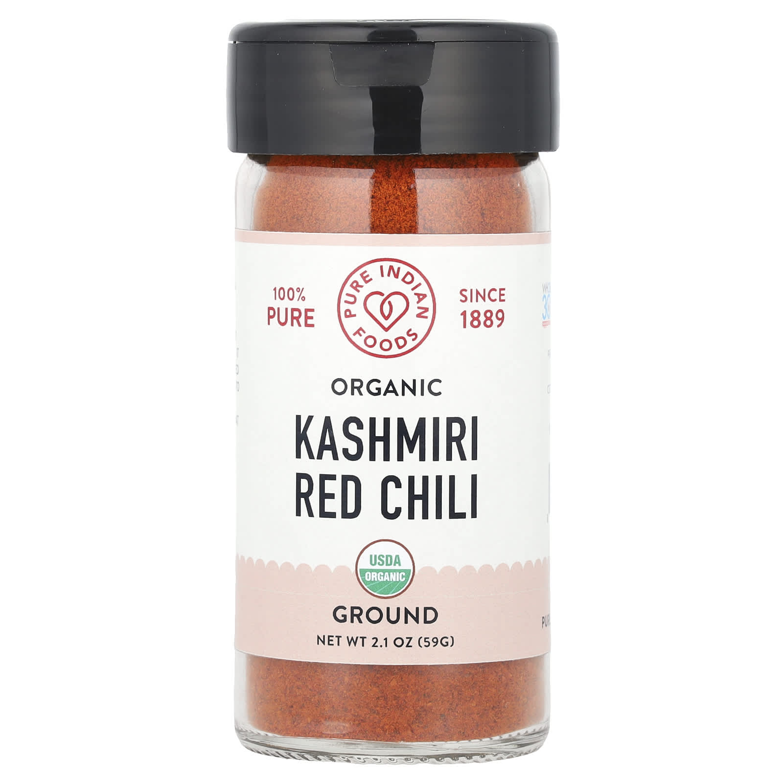 Pure Indian Foods, Organic Kashmiri Red Chili, Ground, 2.1 oz (59 g) - Image 1