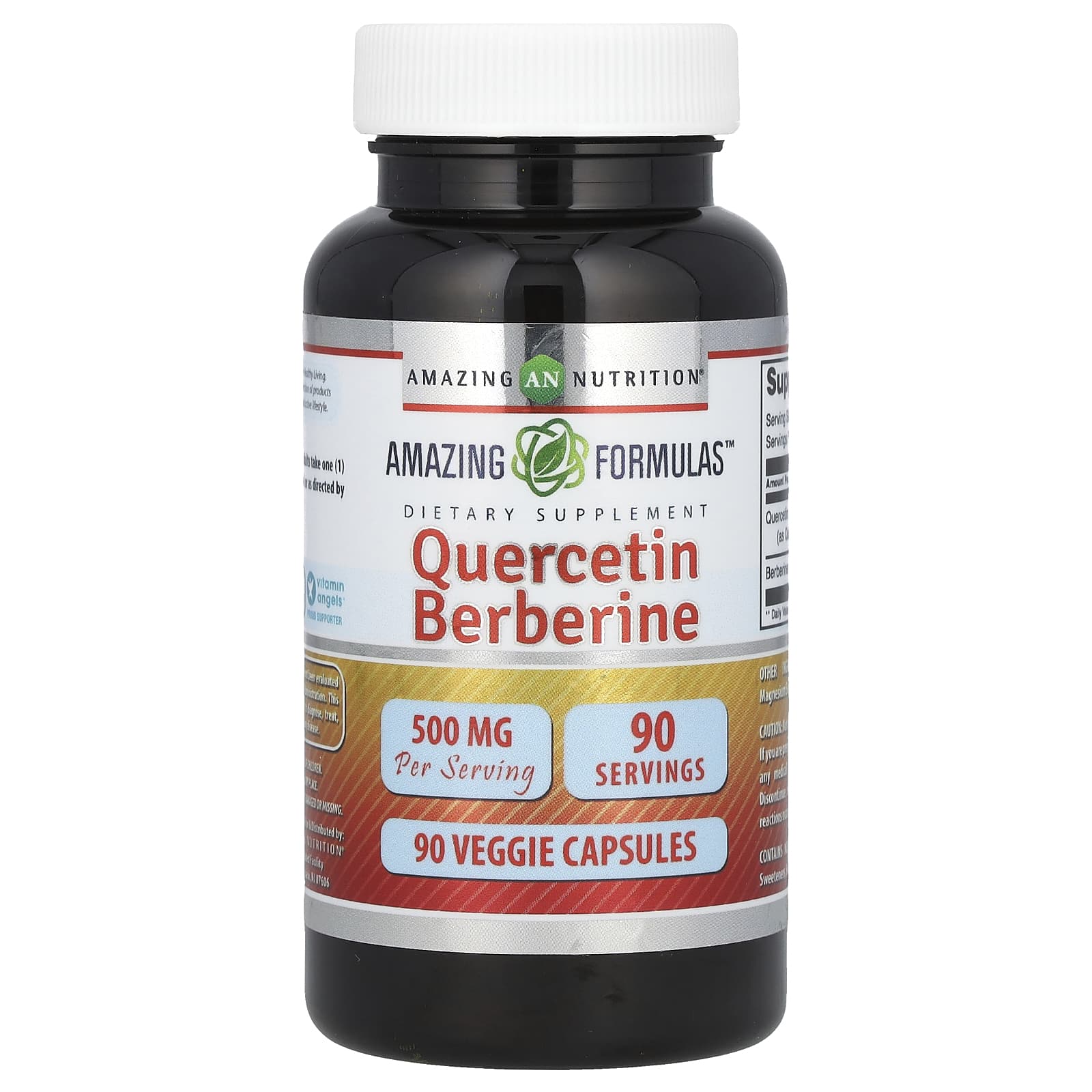 Quercetin Berberine Dietary Supplement, 90 Veg Capsules, Amazing Nutrition - Image 1