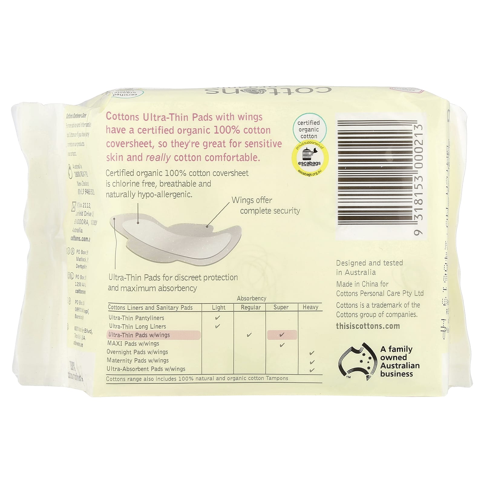 Certified Organic Cotton Ultra-Thin Pads with Wings for Sensitive Skin | 12 Pads - Image 2