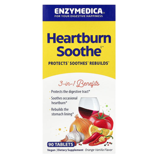 Natural Heartburn Relief - Enzymedica's Orange Vanilla, 90 Tablets - Image 1