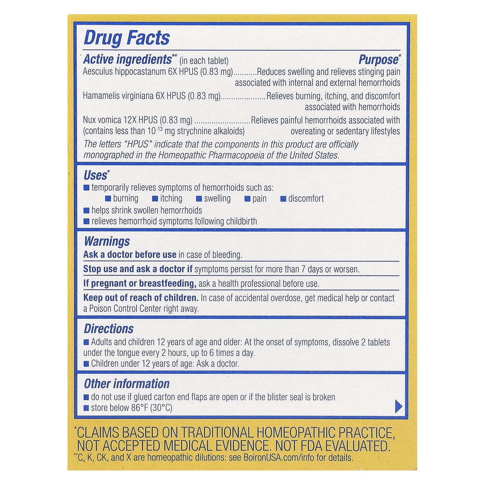 Boiron HemCalm Unflavored 60 Meltaway Tablets for Hemorrhoid Relief - Image 2