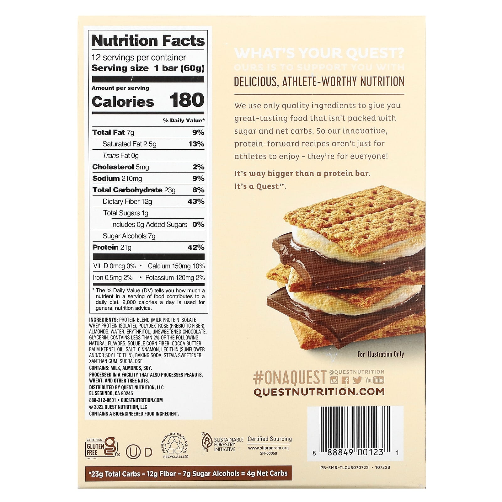 Quest Nutrition, Protein Bar, S'mores, 12 Bars, 2.12 (60 g) Each - Image 2