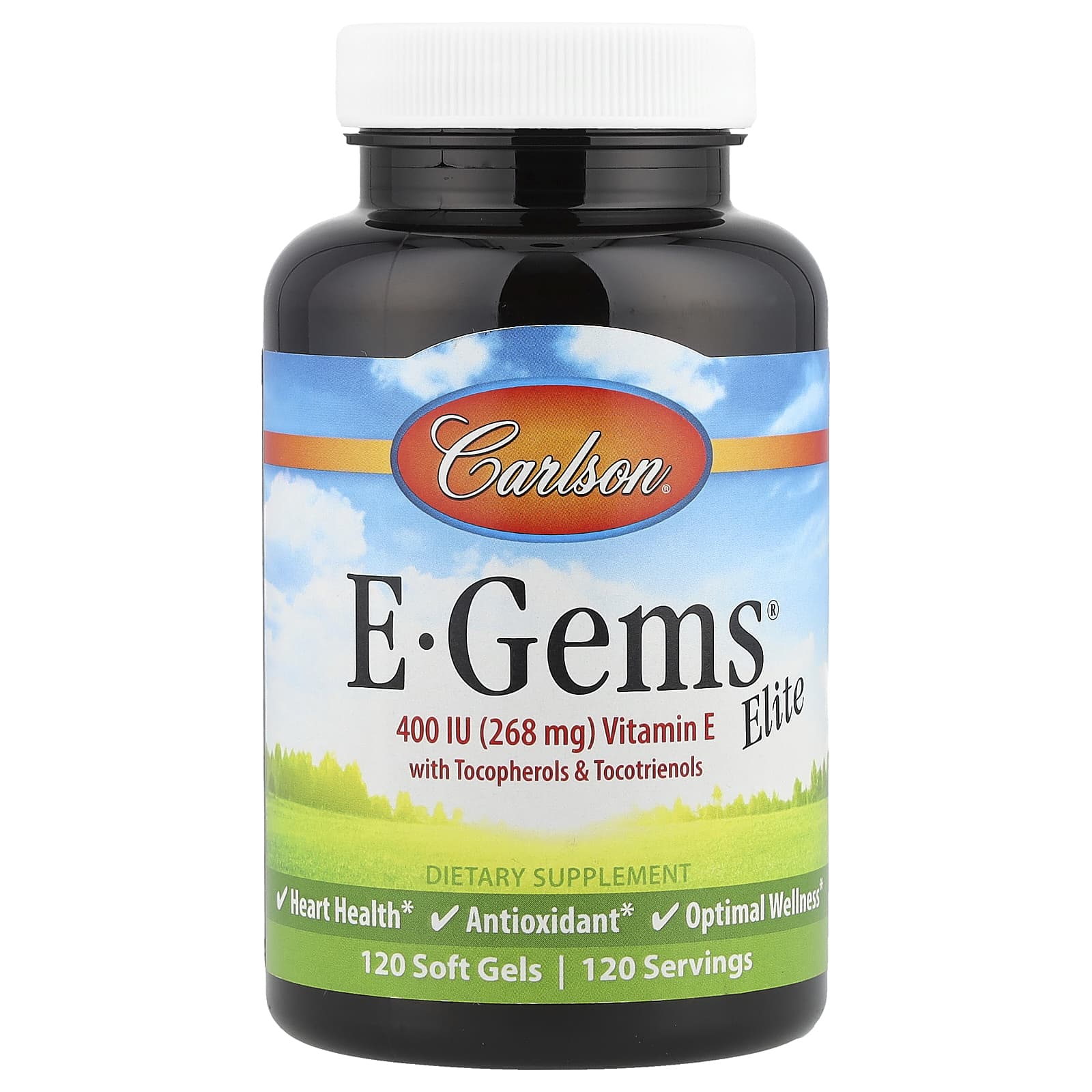 Carlson E-Gems Elite Vitamin E with Tocopherols & Tocotrienols, 120 Soft Gels - Image 1