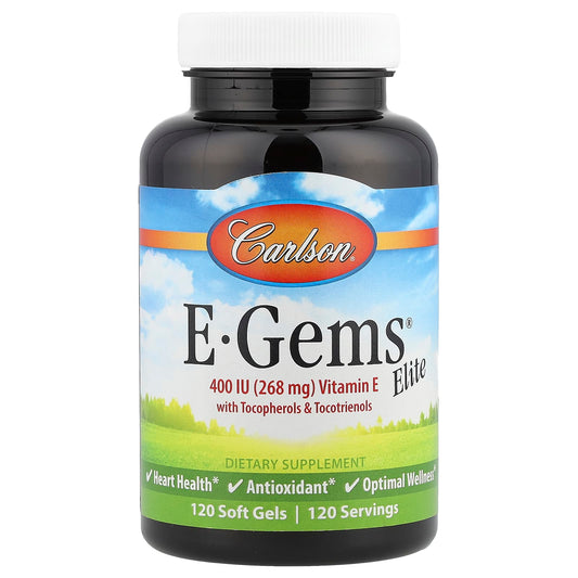 Carlson E-Gems Elite Vitamin E with Tocopherols & Tocotrienols, 120 Soft Gels - Image 1