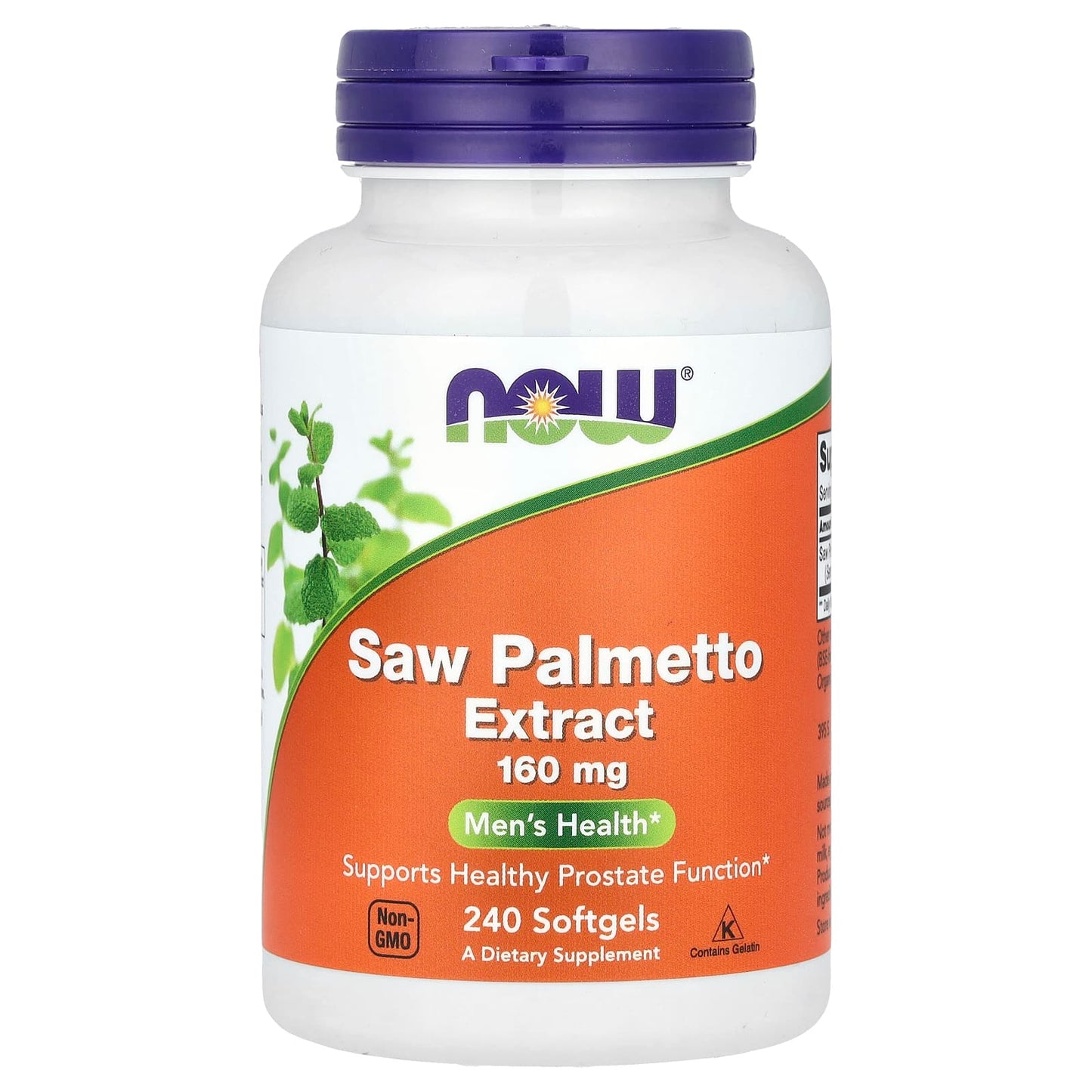 NOW Foods, Saw Palmetto Extract, Men's Health, 160 mg, 240 Softgels - Image 1
