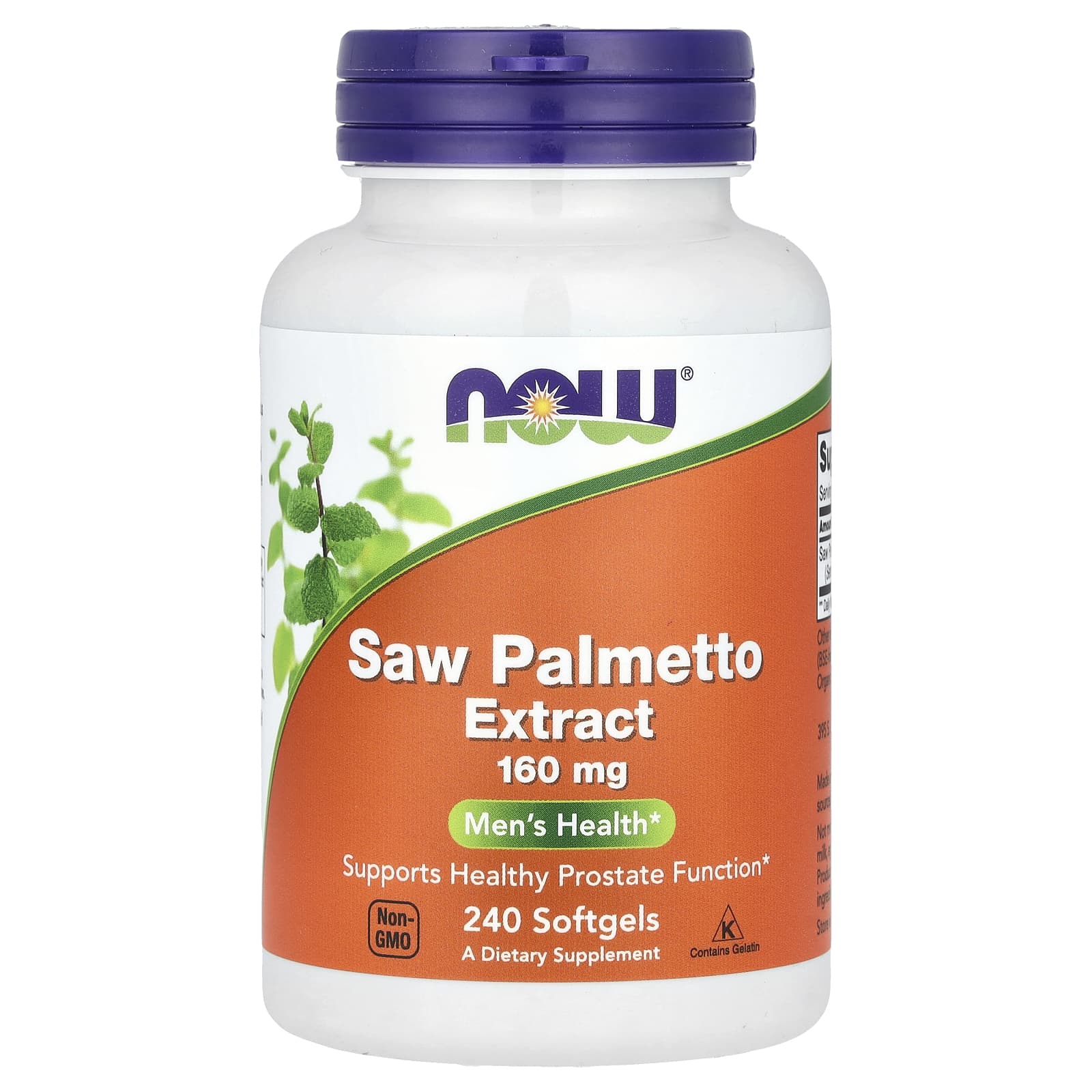 NOW Foods, Saw Palmetto Extract, Men's Health, 160 mg, 240 Softgels - Image 1