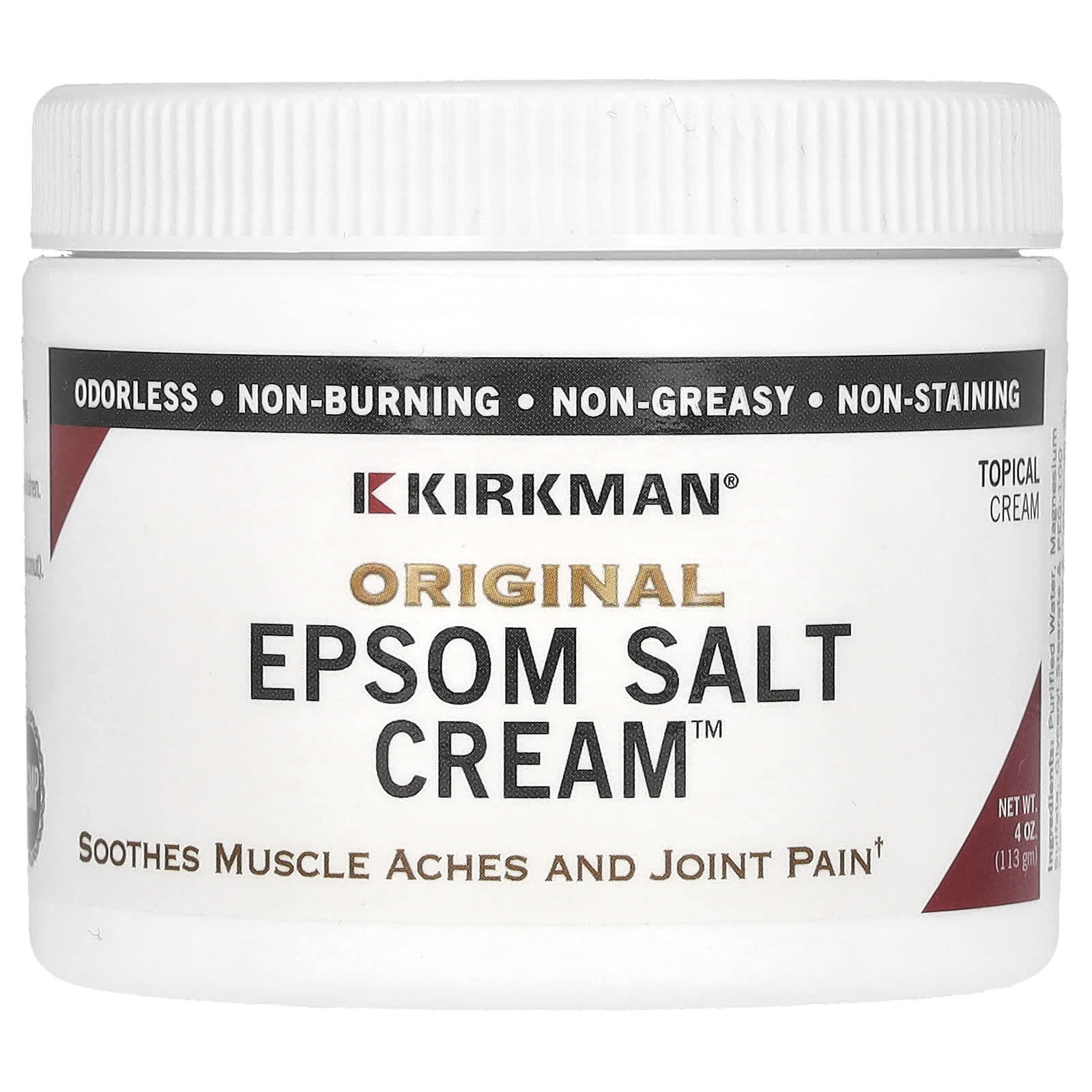 Kirkman Labs, Original Epsom Salt Cream , 4 oz (113 gm) - Image 1