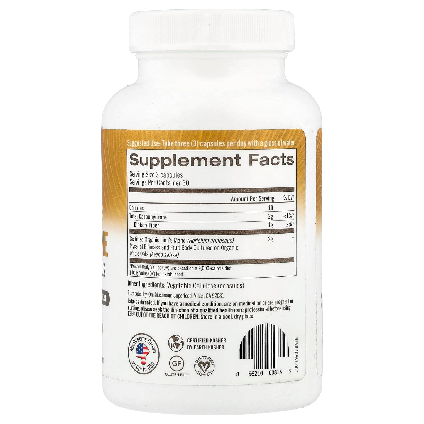 Om Mushrooms, Lions's Mane Mushroom Capsules, 90 Vegetable Capsules (666 mg per Capsule) - Image 2