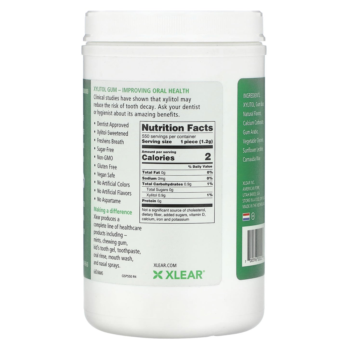 Xlear, Spry, Chewing Gum, Natural Spearmint, Sugar Free, 550 Pieces - Image 2