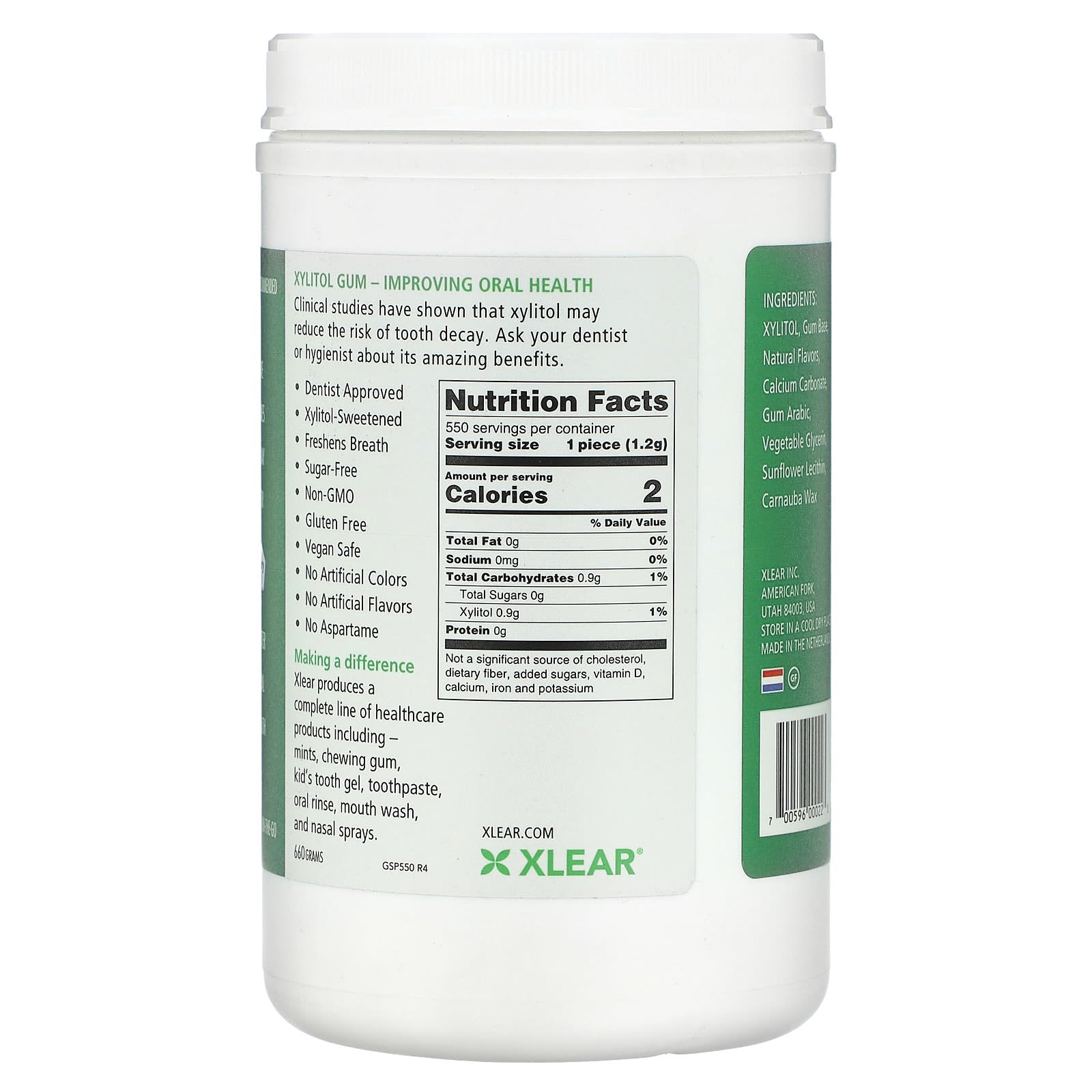 Xlear, Spry, Chewing Gum, Natural Spearmint, Sugar Free, 550 Pieces - Image 2