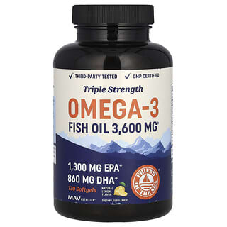 Triple Strength Omega-3 Fish Oil Supplement, 120 Softgels by MAV Nutrition