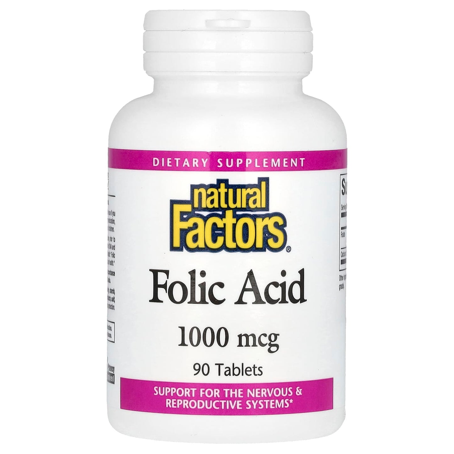 Natural Factors, Folic Acid, 1,000 mcg, 90 Tablets - Image 1