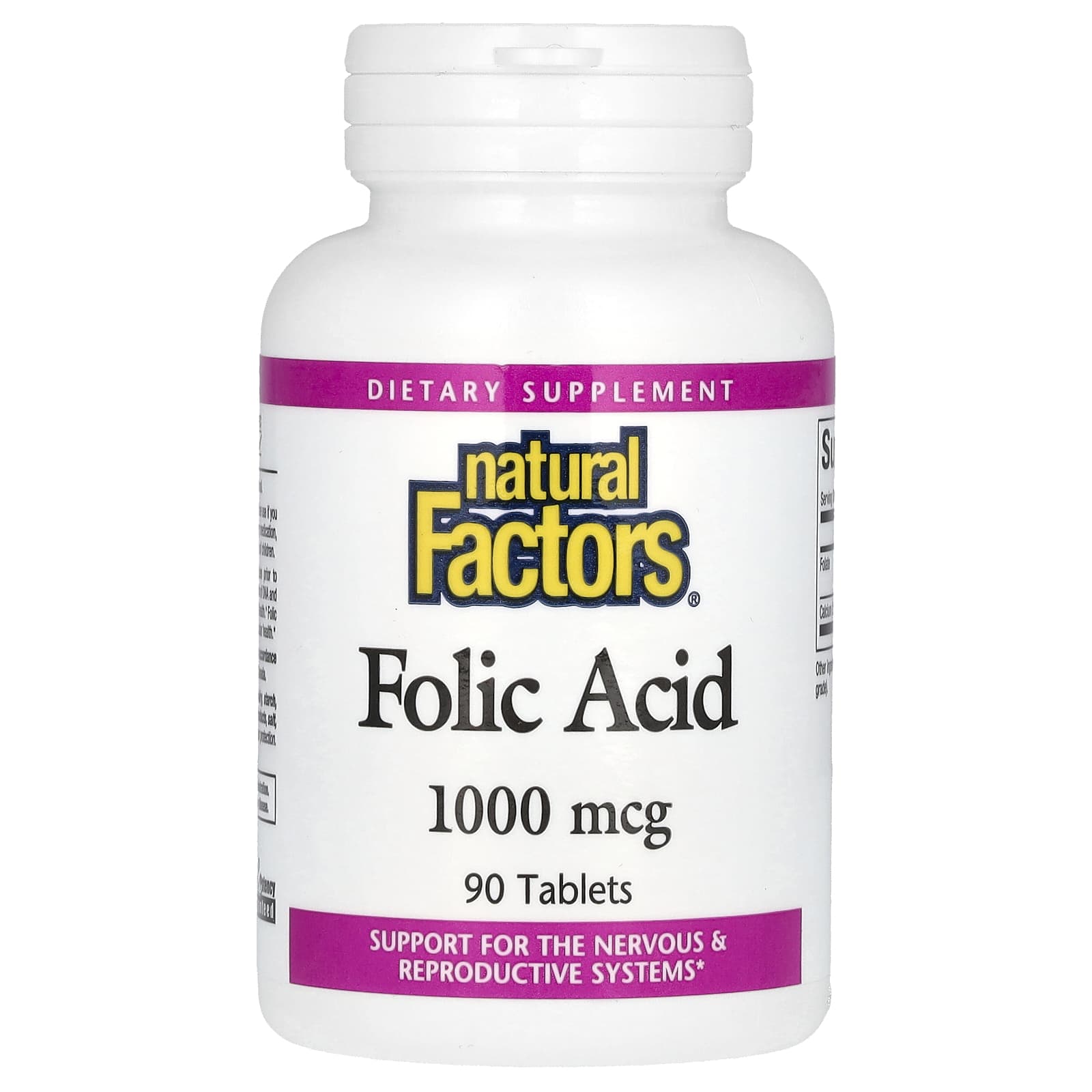 Natural Factors, Folic Acid, 1,000 mcg, 90 Tablets - Image 1