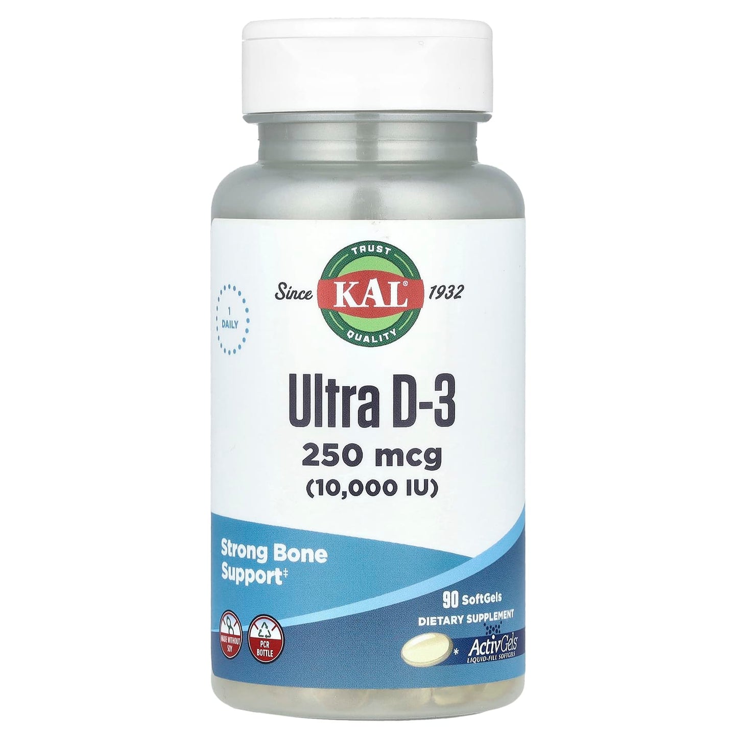 Boost Vitamin D Levels with KAL Ultra D-3 250 mcg Softgels - Image 1
